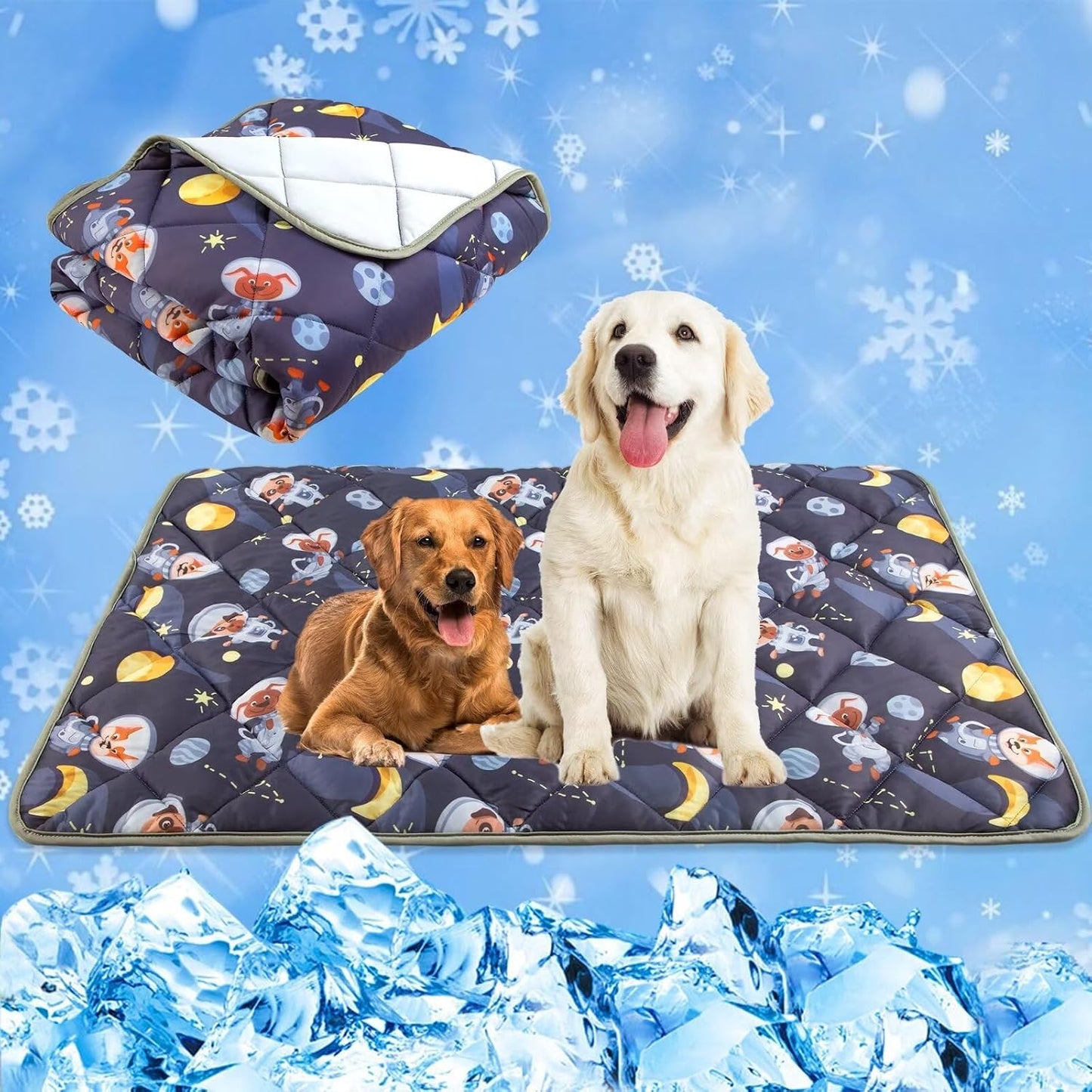 Large Dog Cooling Mat – 40" x 55" Breathable Ice Silk Cooling Pad for Dogs and Cats