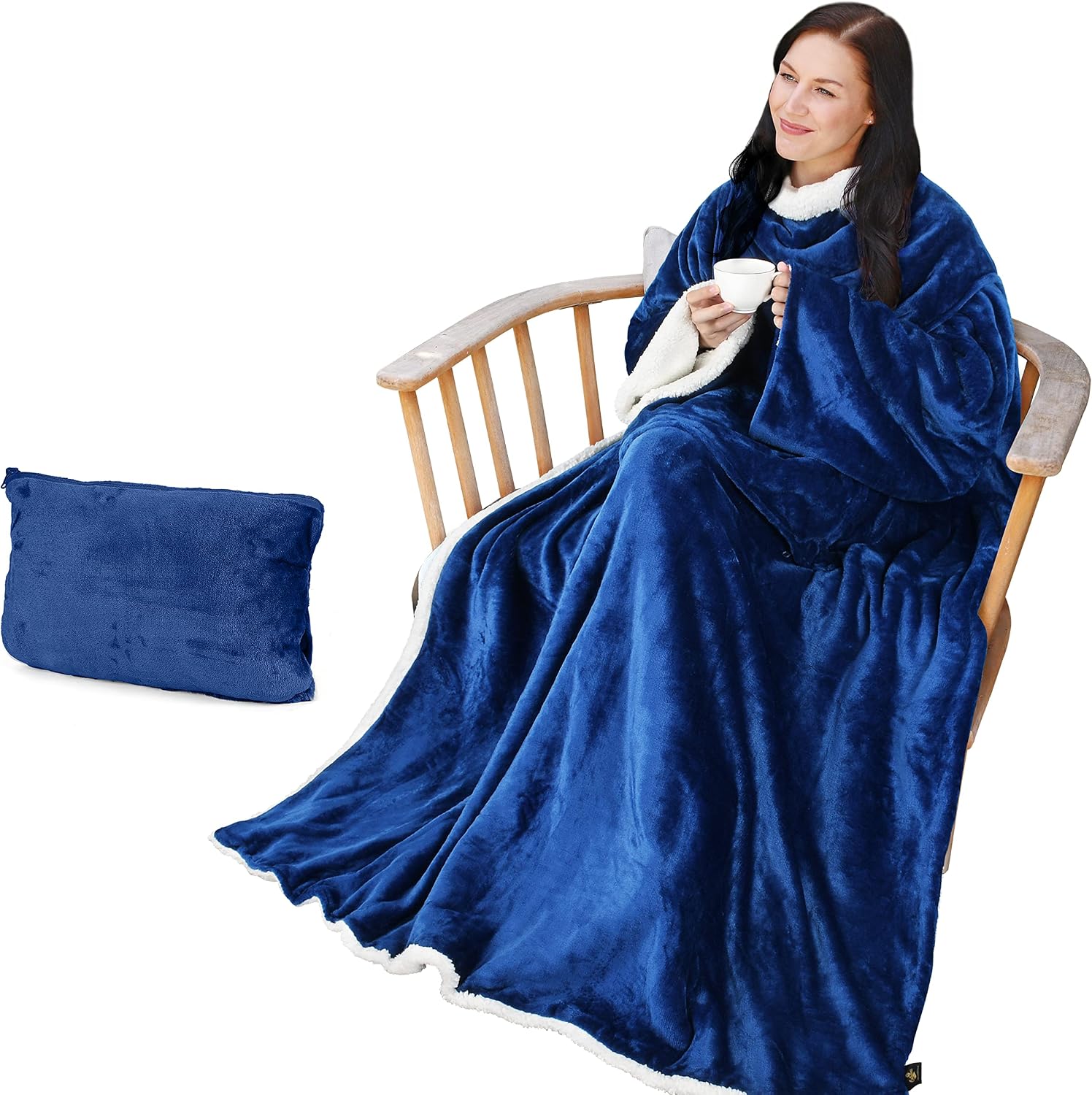 Sherpa Wearable Blanket with Sleeves – Ultra Soft Oversized Fleece