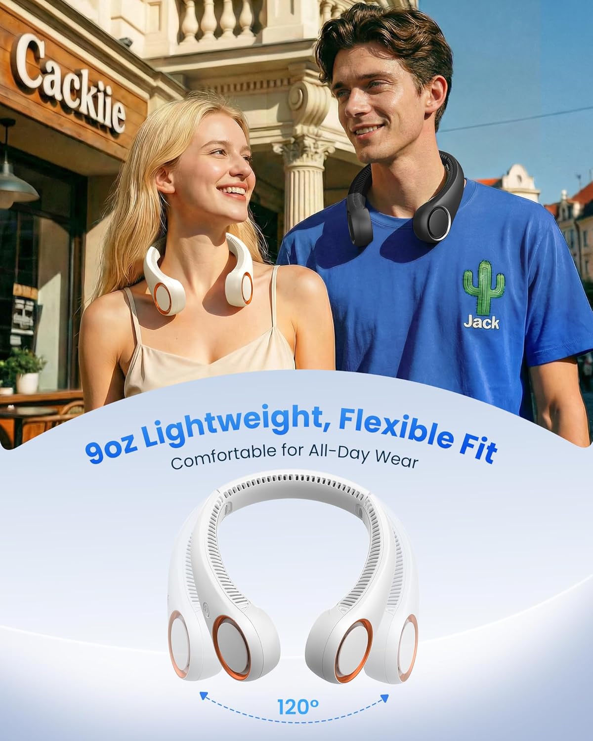 Portable Neck Fan – Rechargeable Hands-Free Wearable Fan with 360° Cooling