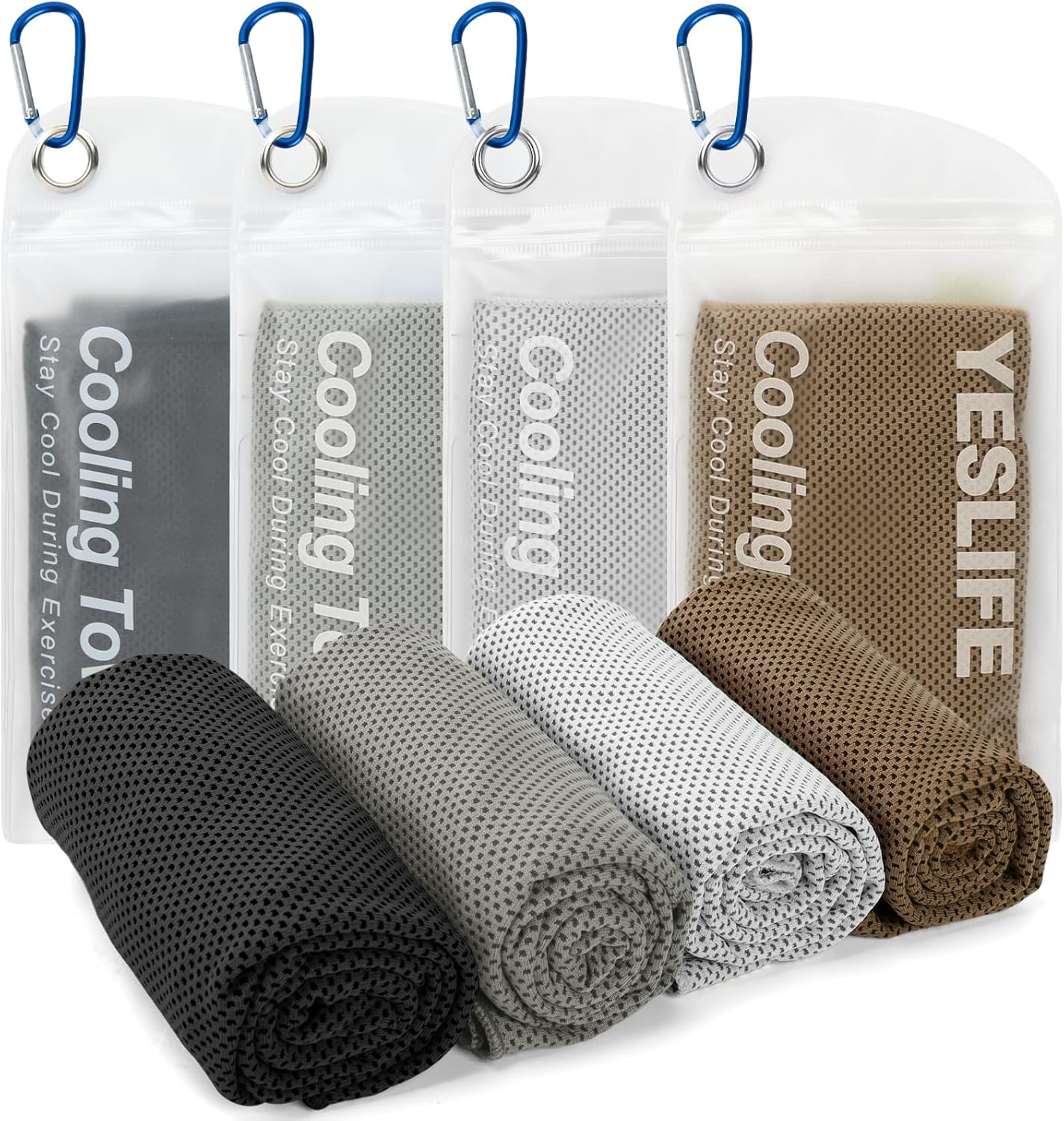 4-Pack Cooling Towels (40" x 12") – Instant Cooling Microfiber Towels