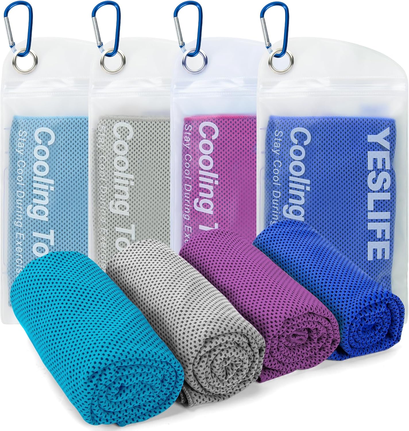 4-Pack Cooling Towels (40" x 12") – Instant Cooling Microfiber Towels