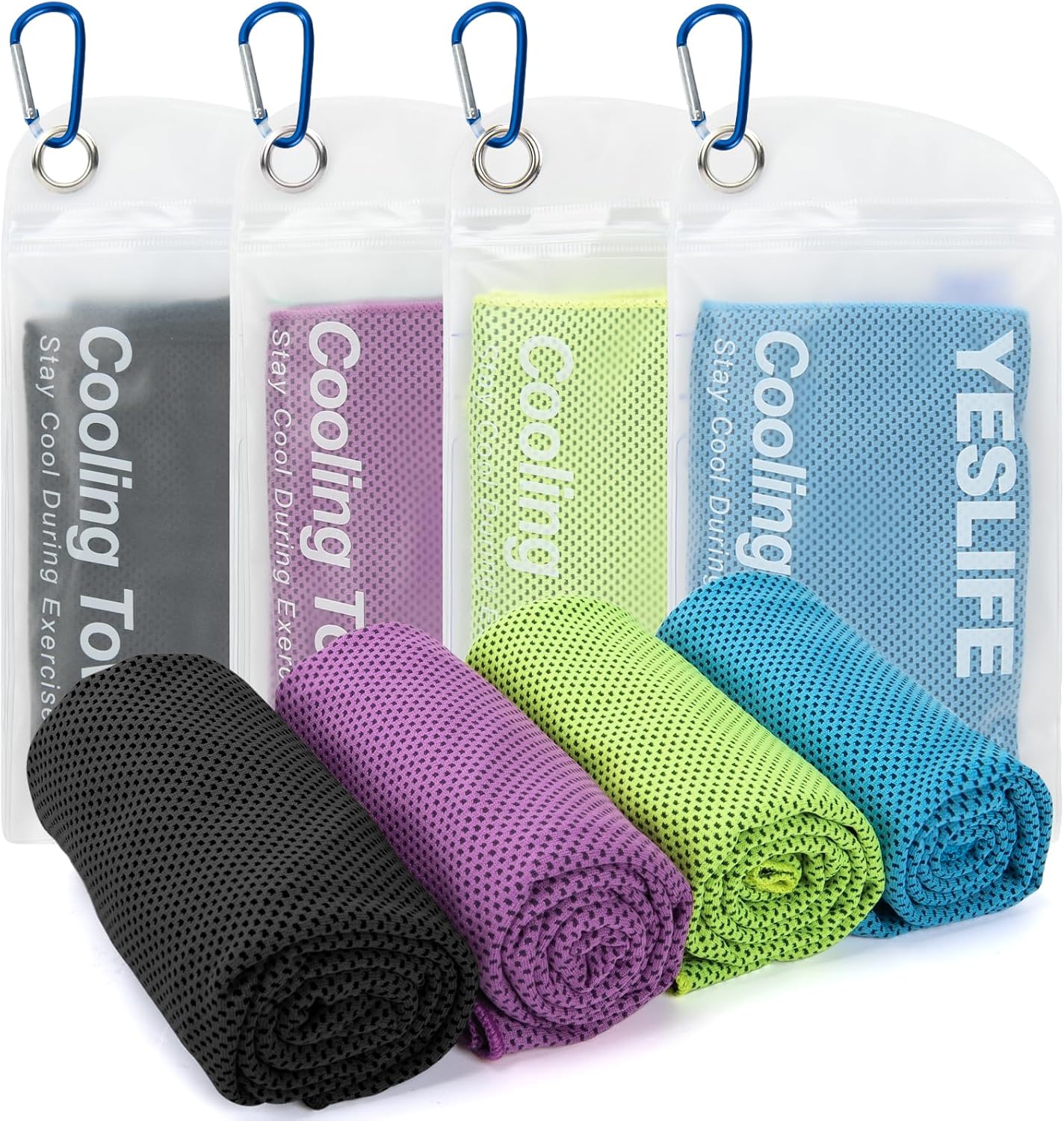 4-Pack Cooling Towels (40" x 12") – Instant Cooling Microfiber Towels