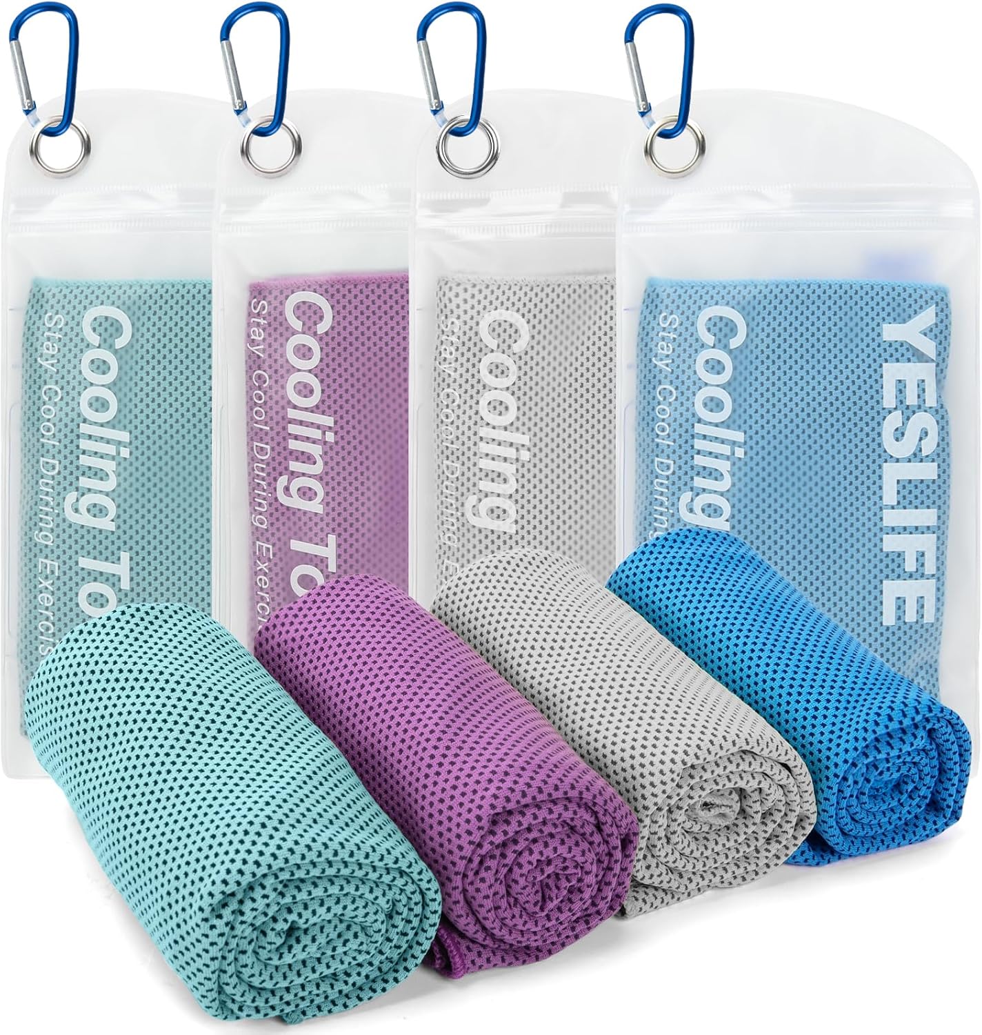 4-Pack Cooling Towels (40" x 12") – Instant Cooling Microfiber Towels