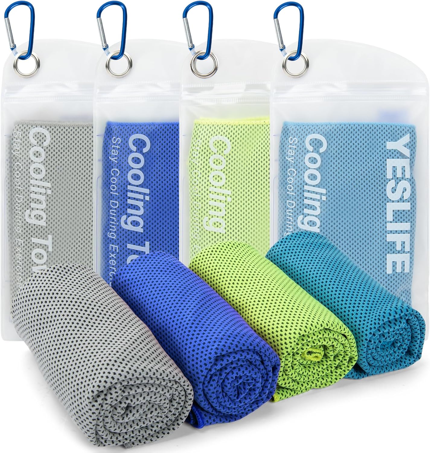 4-Pack Cooling Towels (40" x 12") – Instant Cooling Microfiber Towels