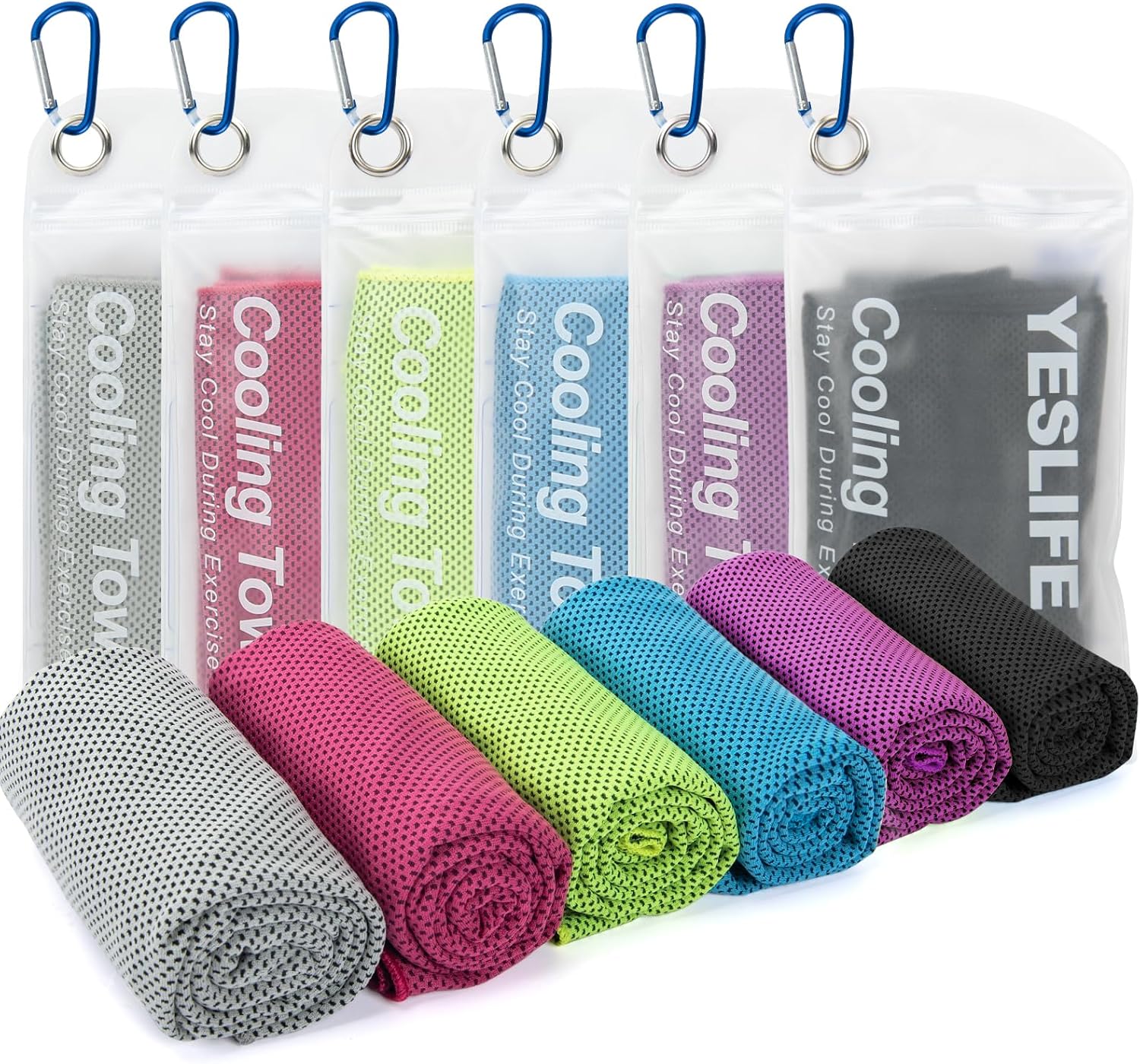 4-Pack Cooling Towels (40" x 12") – Instant Cooling Microfiber Towels