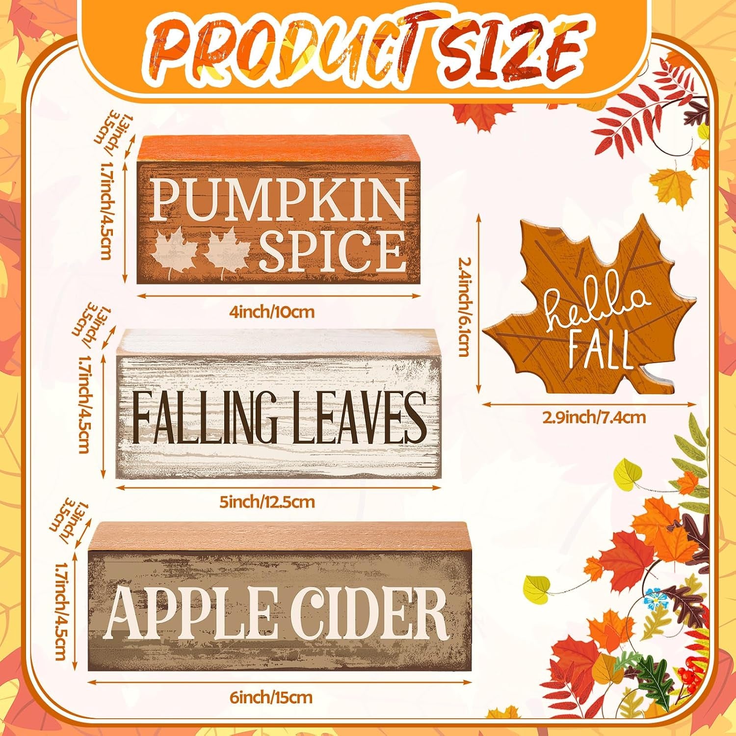 Fall Wooden Maple Leaf Decorations Set of 4 – Rustic Autumn Tiered Tray Decor
