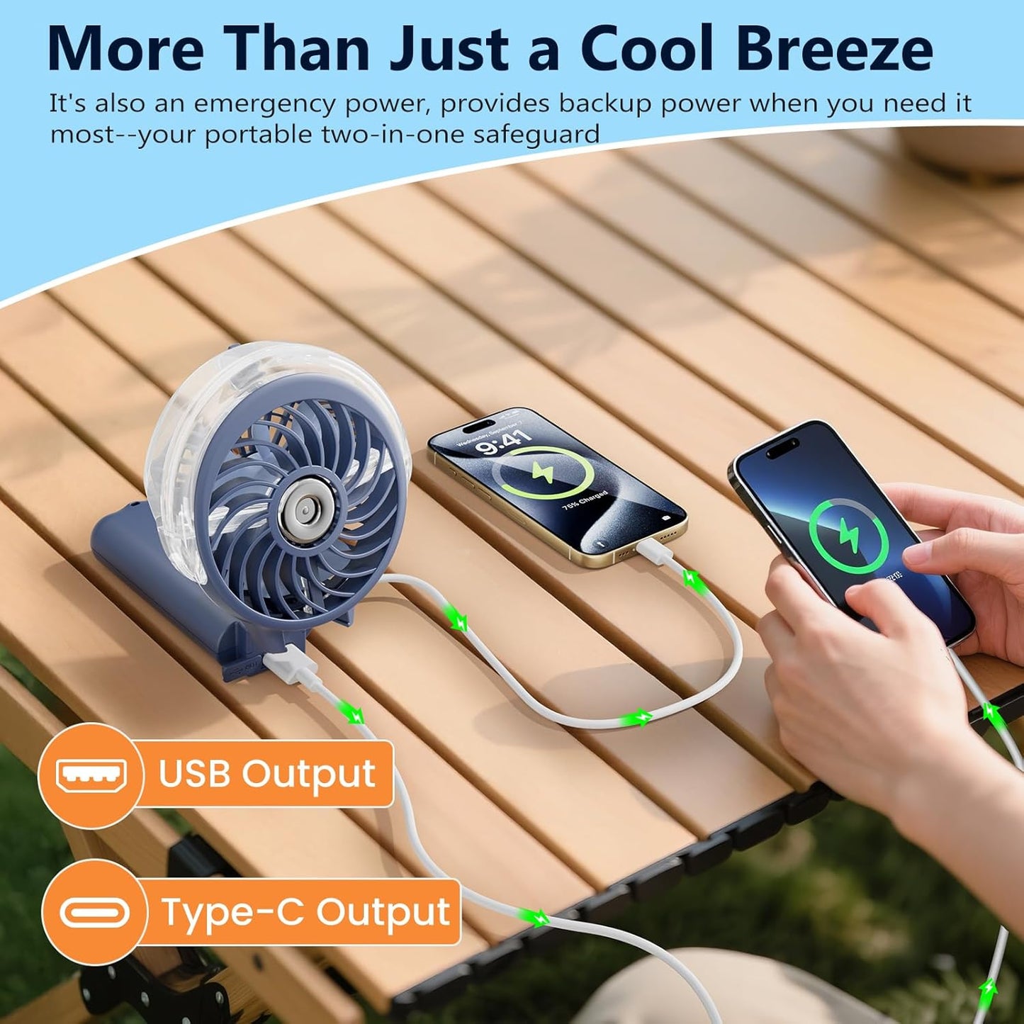 5200mAh Handheld Misting Fan – Portable Rechargeable Cooling Fan with Water Mist Spray