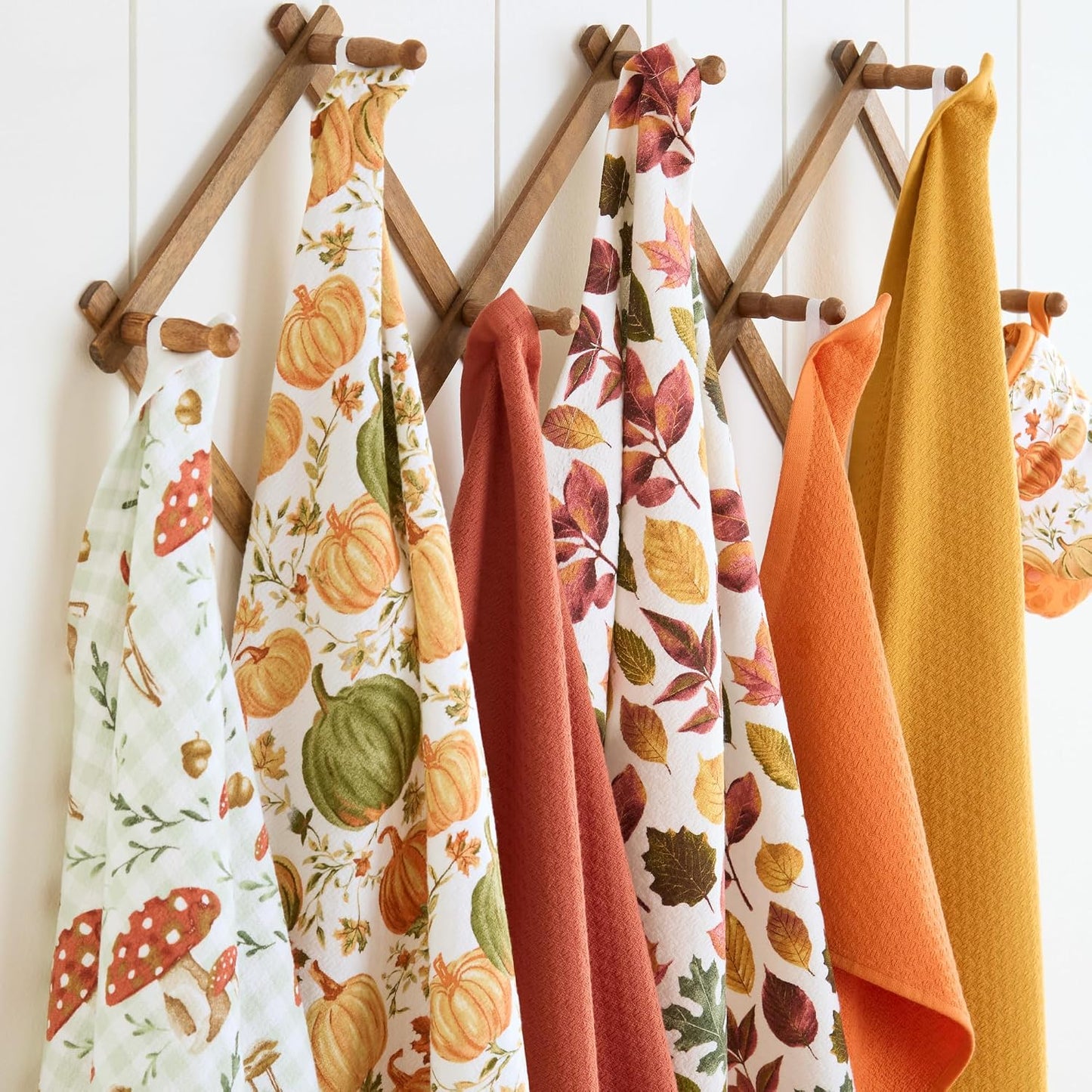 Autumn Harvest Pumpkin Kitchen Towels Set of 3 – 100% Cotton