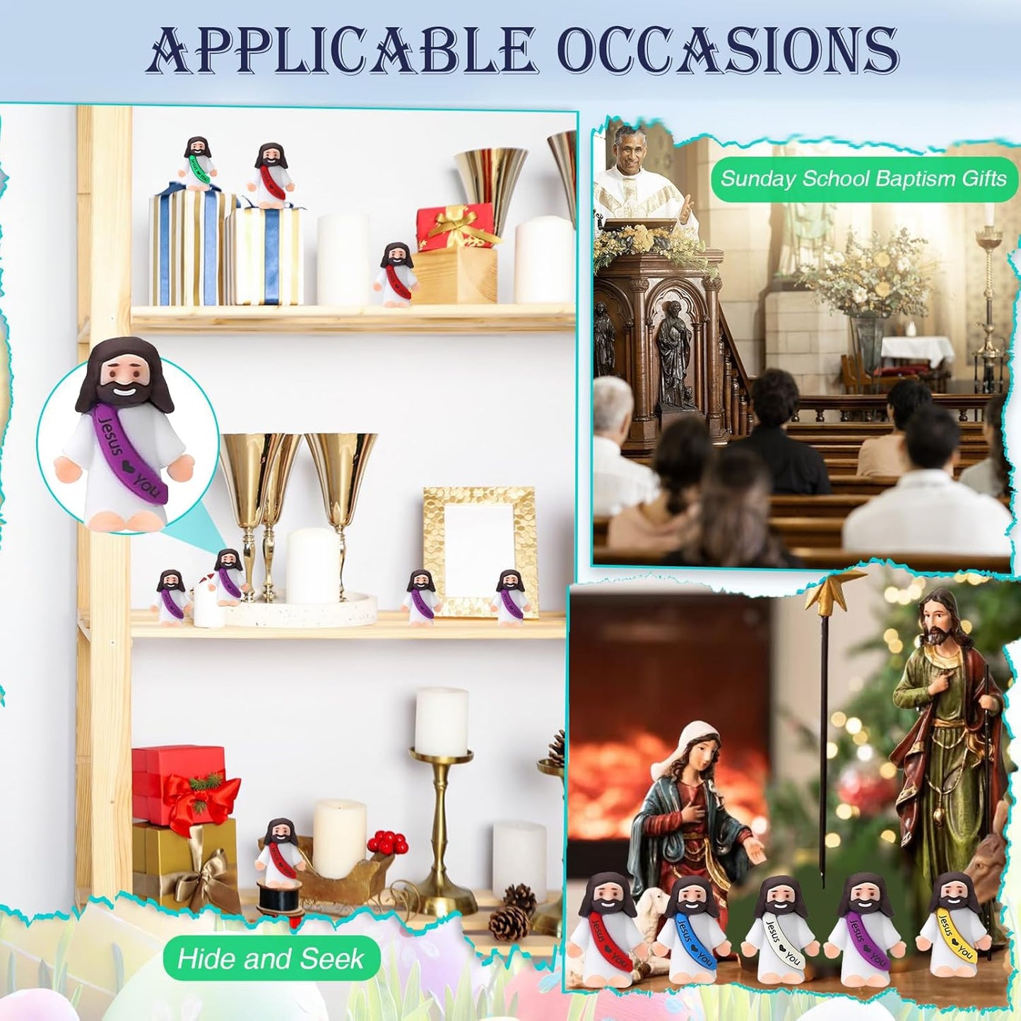 Mini Jesus Figurines Bulk – Multicolor Little Jesus Figures for Easter Egg Stuffers, Religious Hide and Seek Toys, Christian Party Favors