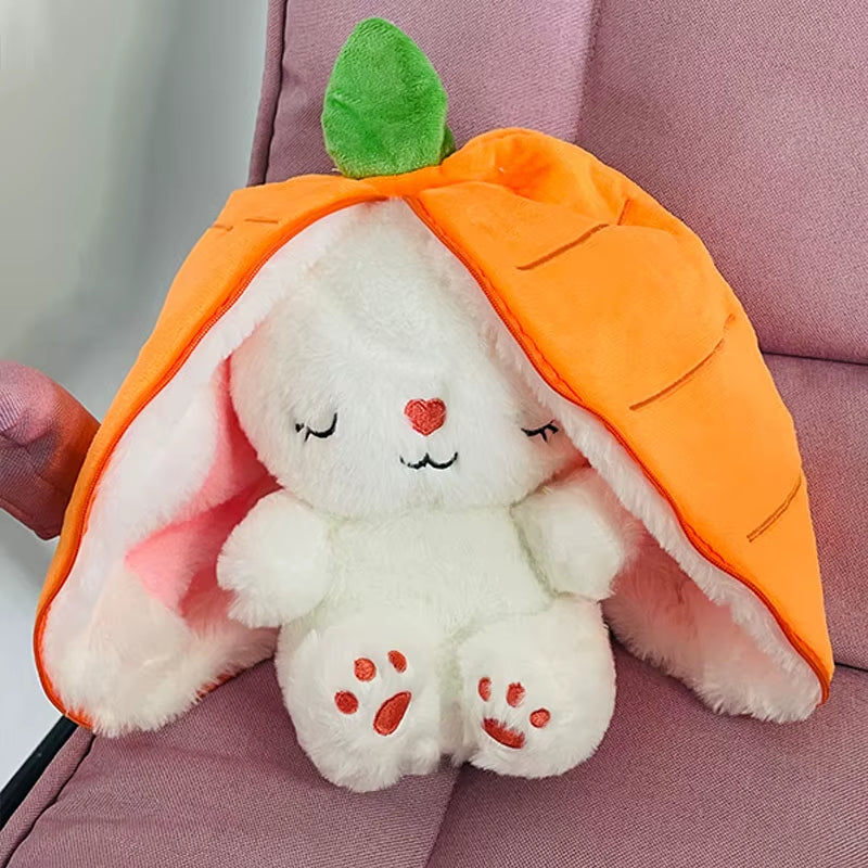 Cute Musical Bunny Plush – Transforming Strawberry & Carrot Rabbit with Night Light (30cm)