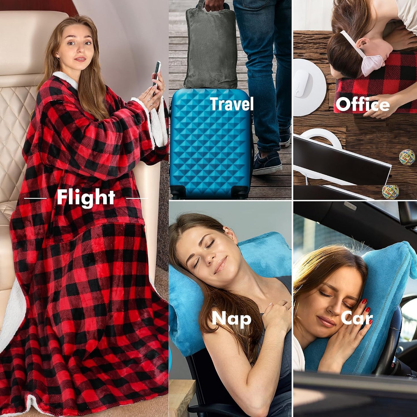 Sherpa Wearable Blanket with Sleeves – Ultra Soft Oversized Fleece