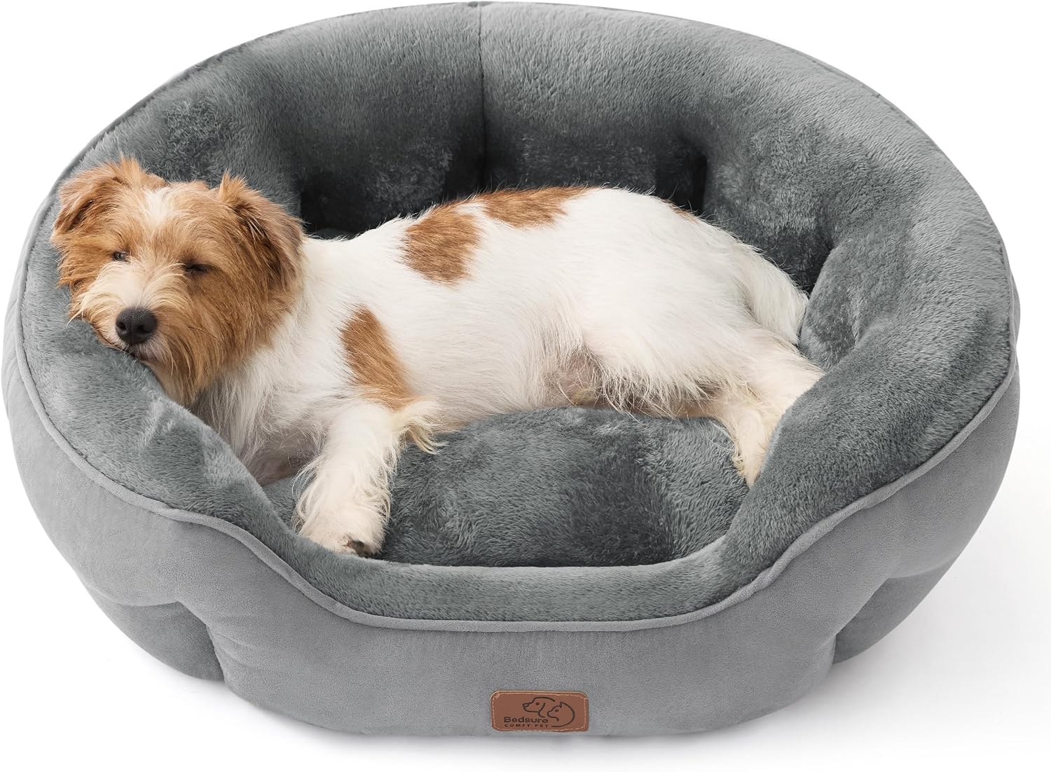 Small Round Plush Pet Bed –  Washable Dog and Cat Bed with a Soft Cushion