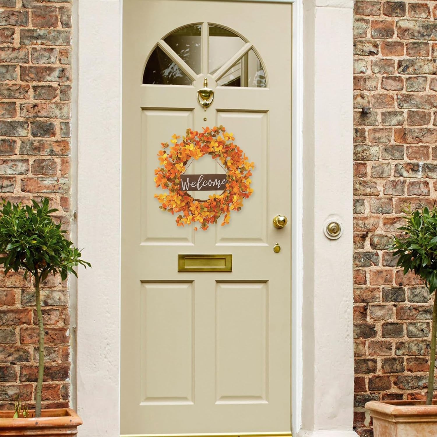 20-Inch Fall Wreath for Front Door – Artificial Autumn Harvest Wreath