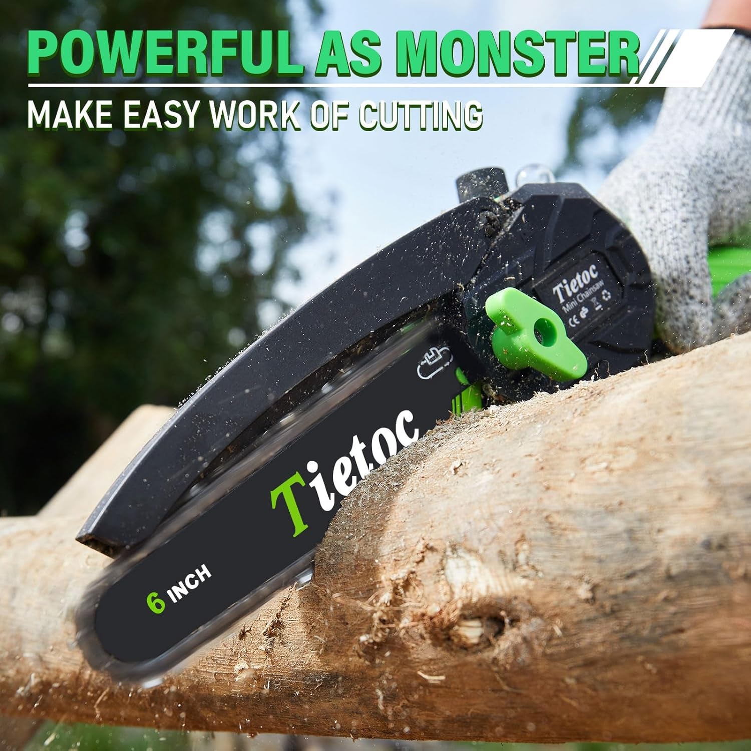 Tietoc Mini Cordless Electric Chainsaw – Battery Powered Handheld Saw for Wood Cutting and Tree Trimming, Lightweight Pruning Tool for Garden and Household Use