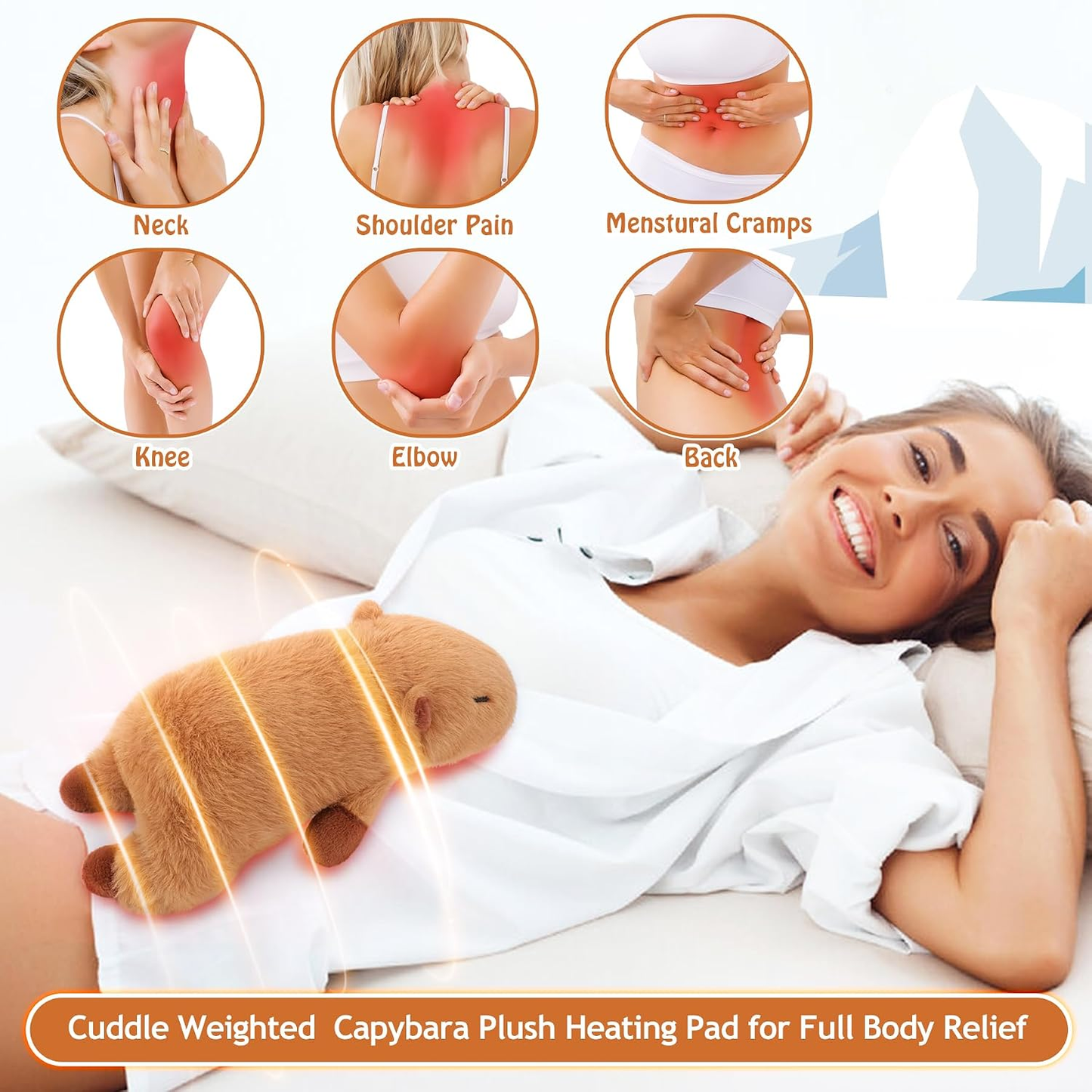 Capybara Microwavable Heating Pad Plush – 14-Inch Weighted Hot & Cold Therapy