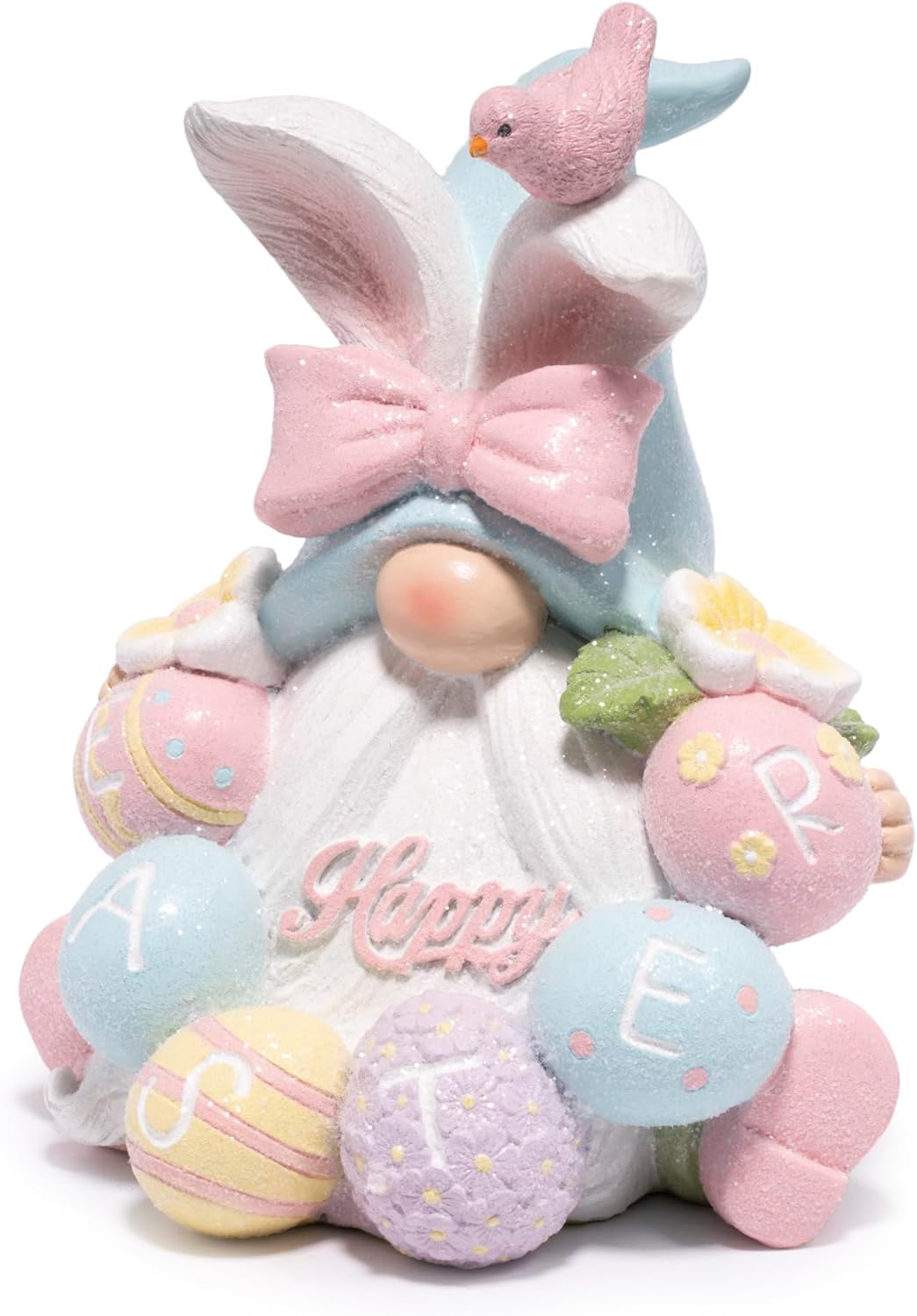 Easter Bunny Figurines Set – Hand-Painted White Resin Rabbit Decor