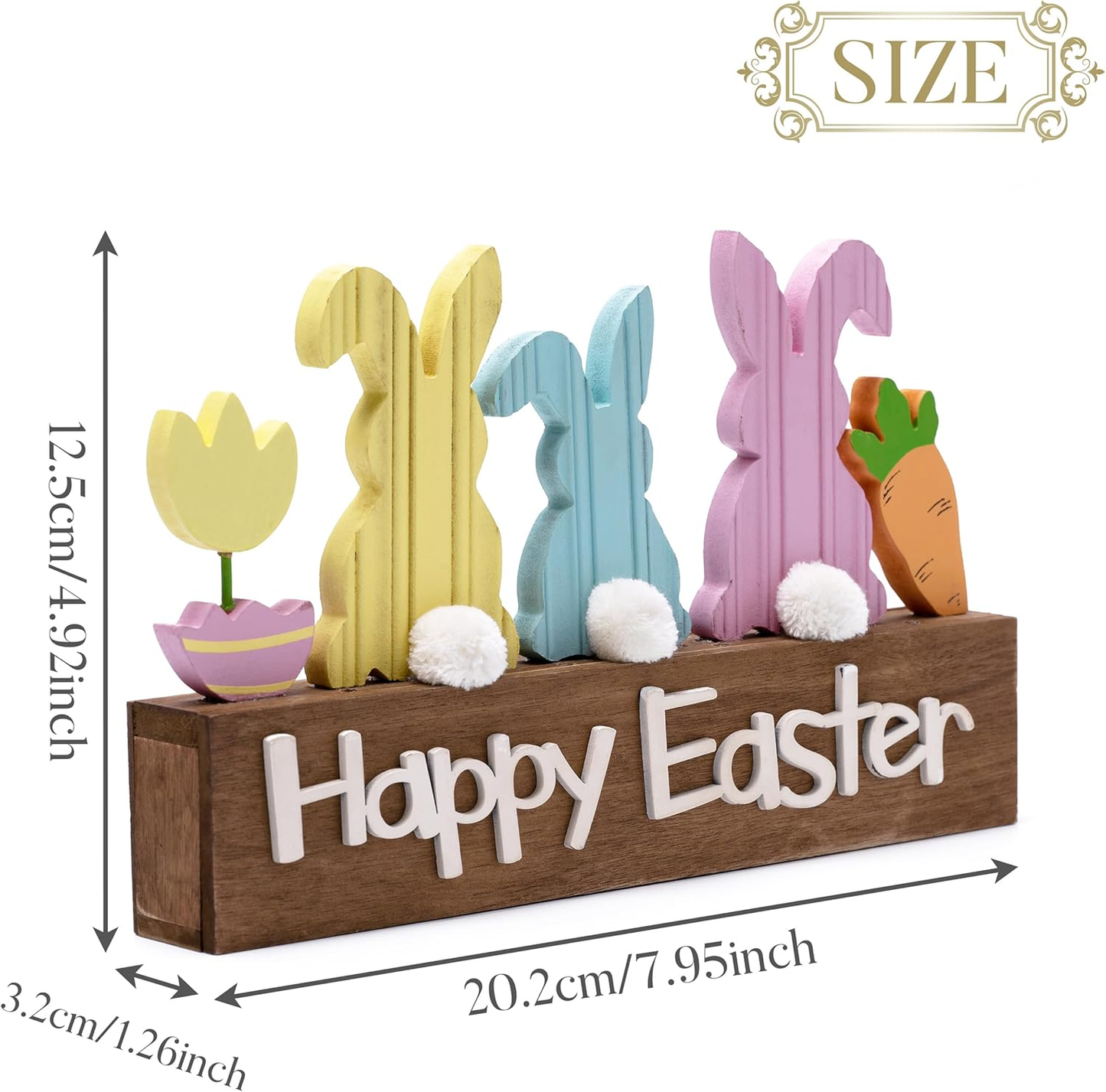 Easter Bunny Decorations with LED Lights – Wooden Lighted Easter Decor for Table, Shelf & Tiered Tray, Pink Blue, 8 Inch