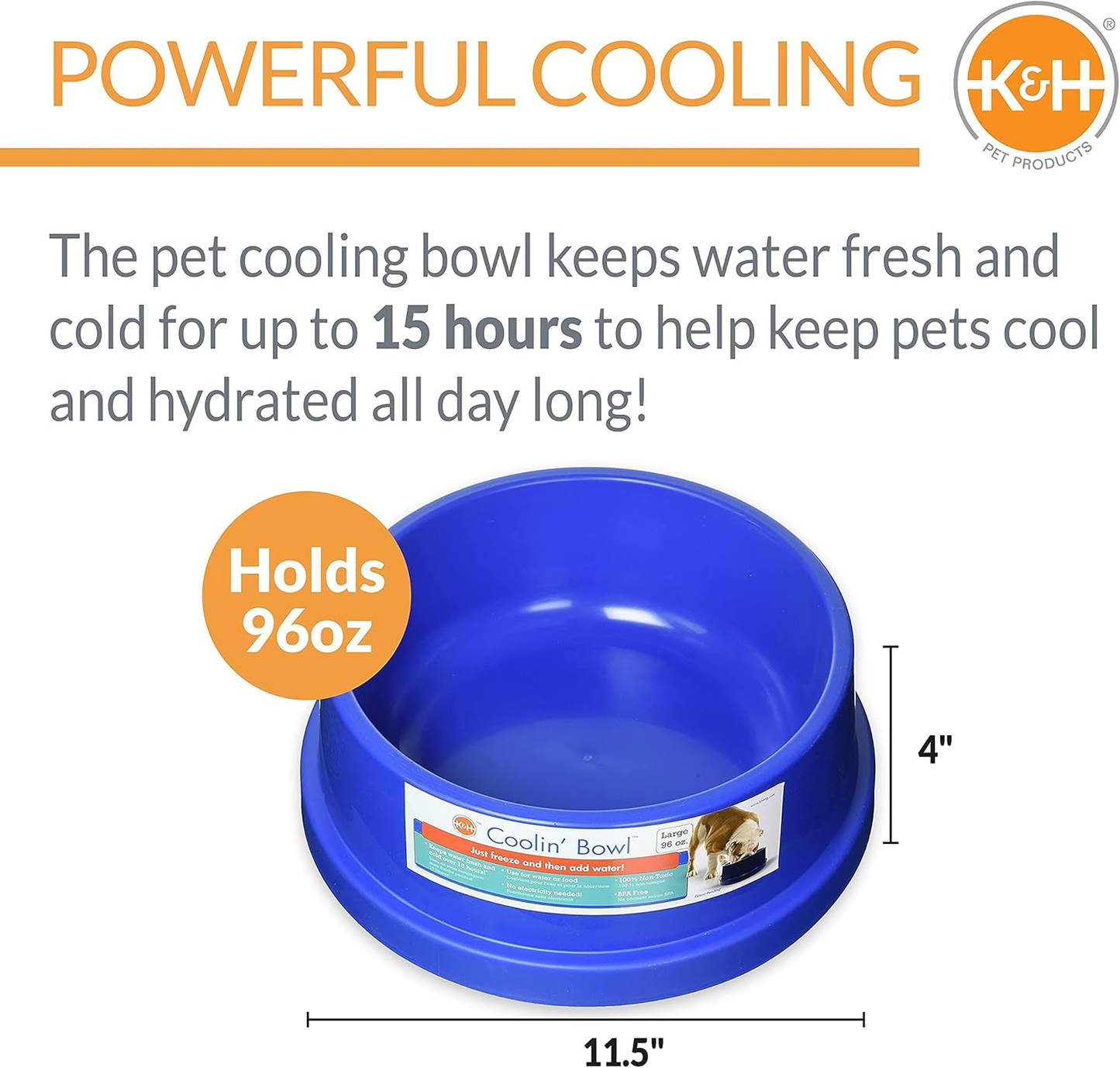 Insulated Cooling Pet Water Bowl – 96 oz Ice-Cold Water Bowl for Dogs and Cats