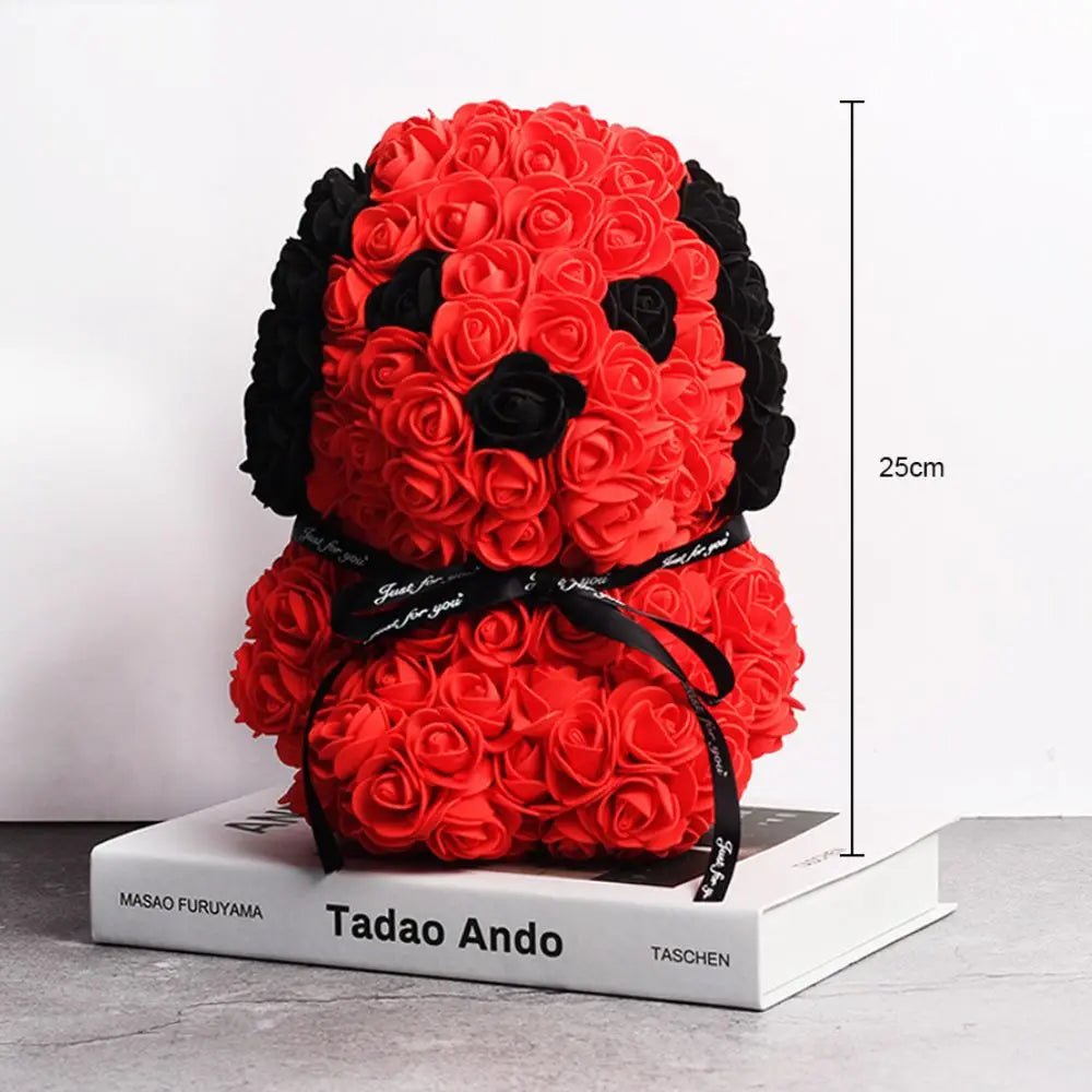 Cute 25Cm Teddy Rose Dog - Artificial Flower Decoration for Home, Valentine's Day & Mother's Day Gifts