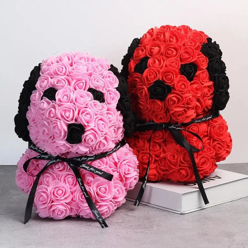 Cute 25Cm Teddy Rose Dog - Artificial Flower Decoration for Home, Valentine's Day & Mother's Day Gifts