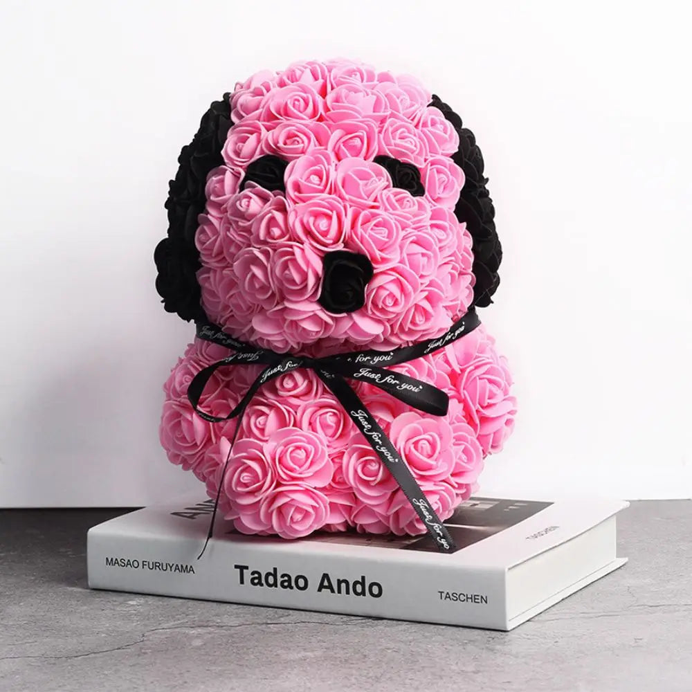 Cute 25Cm Teddy Rose Dog - Artificial Flower Decoration for Home, Valentine's Day & Mother's Day Gifts