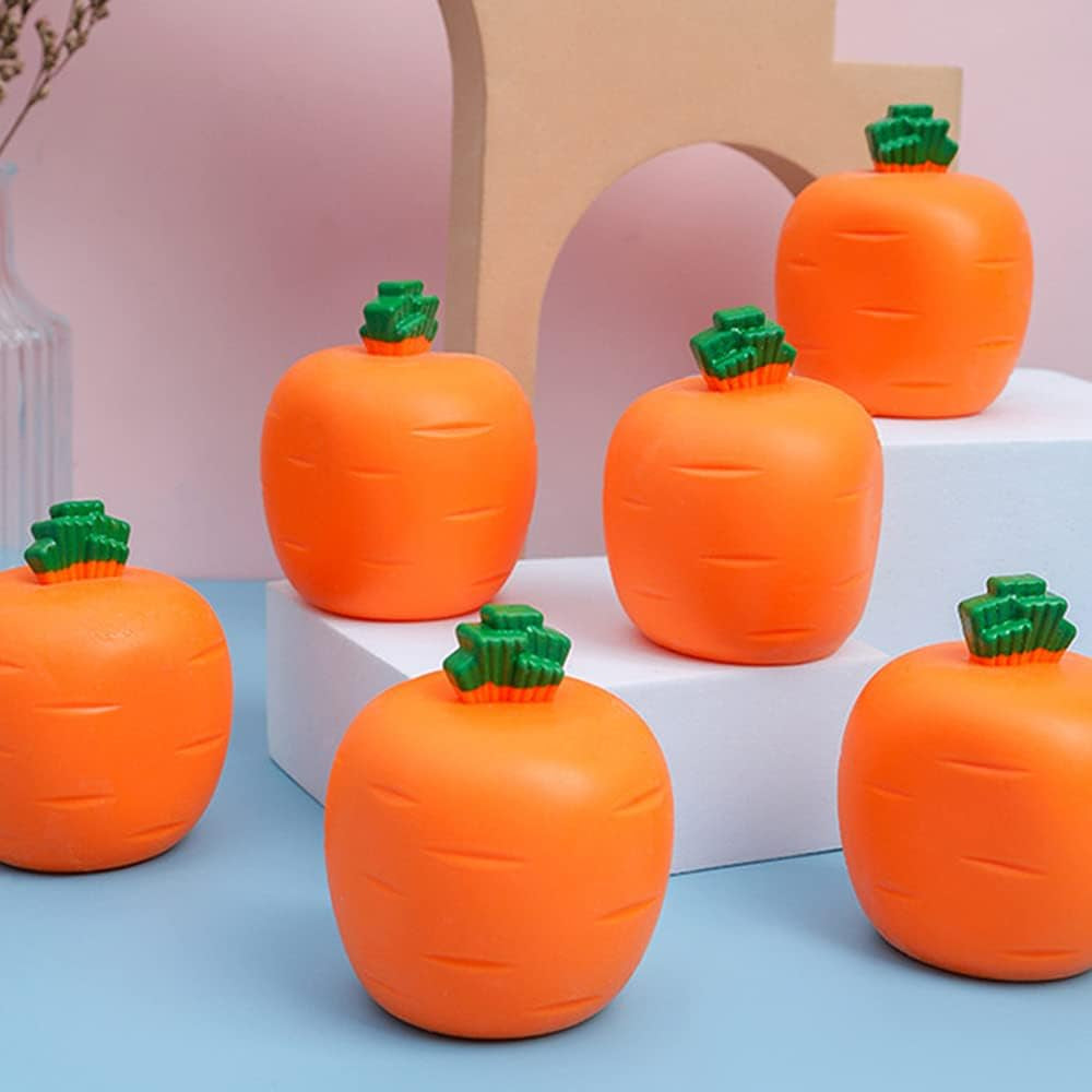 Easter Carrot Squeeze Toys – Bunny-Themed Stress Relief Fidget Toys, Easter Basket Stuffers for Kids & Adults