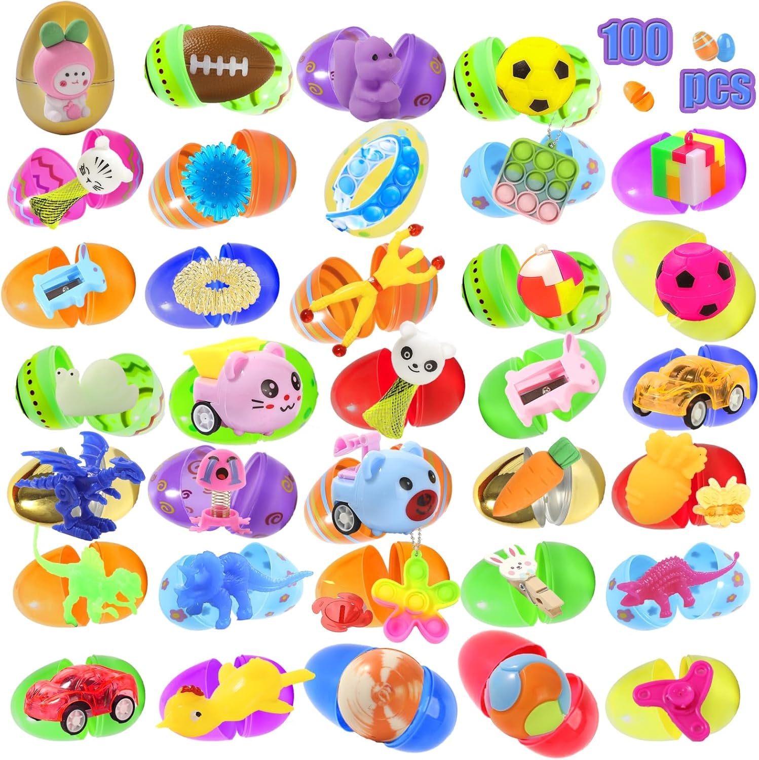 Prefilled Easter Eggs with Toys Inside – Bulk Surprise Eggs for Easter Egg Hunts, Easter Basket Stuffers, Classroom Prizes & Party Favors
