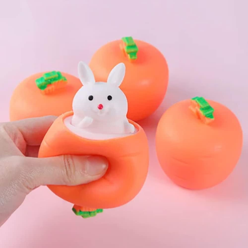Easter Carrot Squeeze Toys – Bunny-Themed Stress Relief Fidget Toys, Easter Basket Stuffers for Kids & Adults