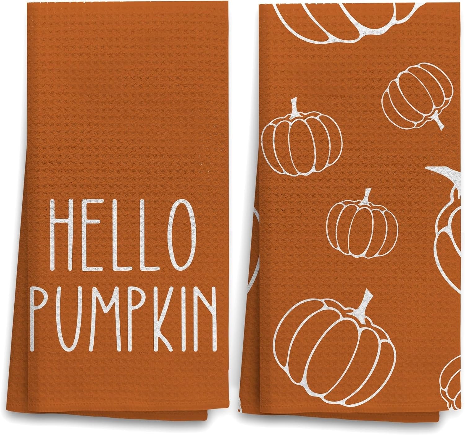 Fall Kitchen Towels Set of 2 – Autumn Pumpkin Hand & Dish Towels