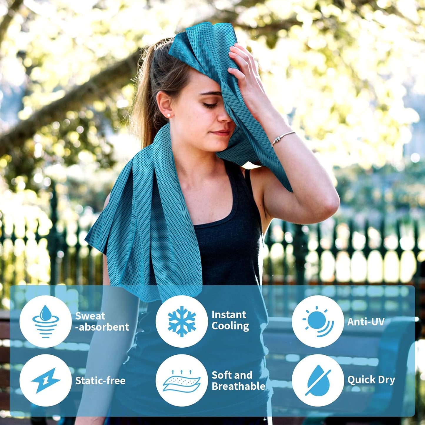 4-Pack Cooling Towels (40" x 12") – Instant Cooling Microfiber Towels