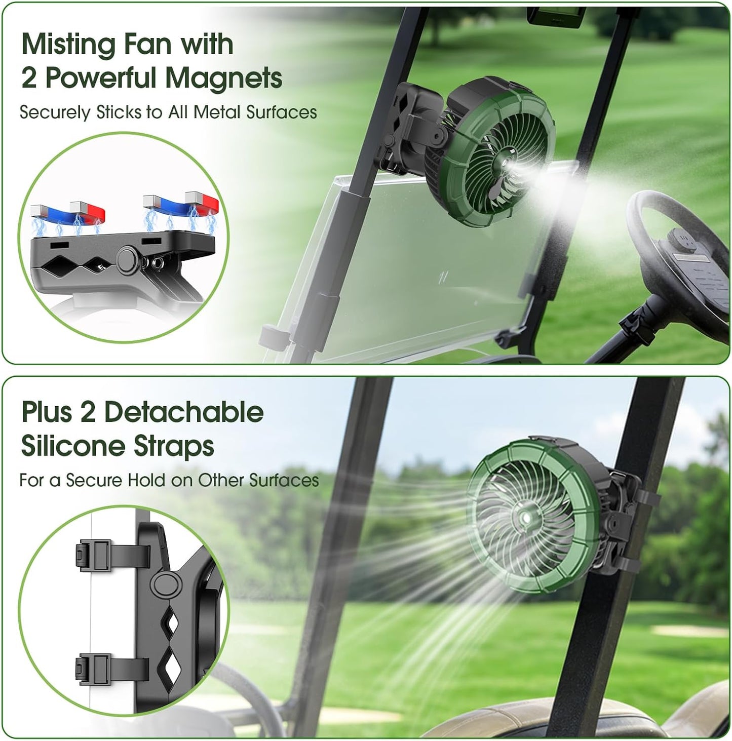 Misting Magnetic Fan – Rechargeable Portable Clip-On Fan with Cooling Mist