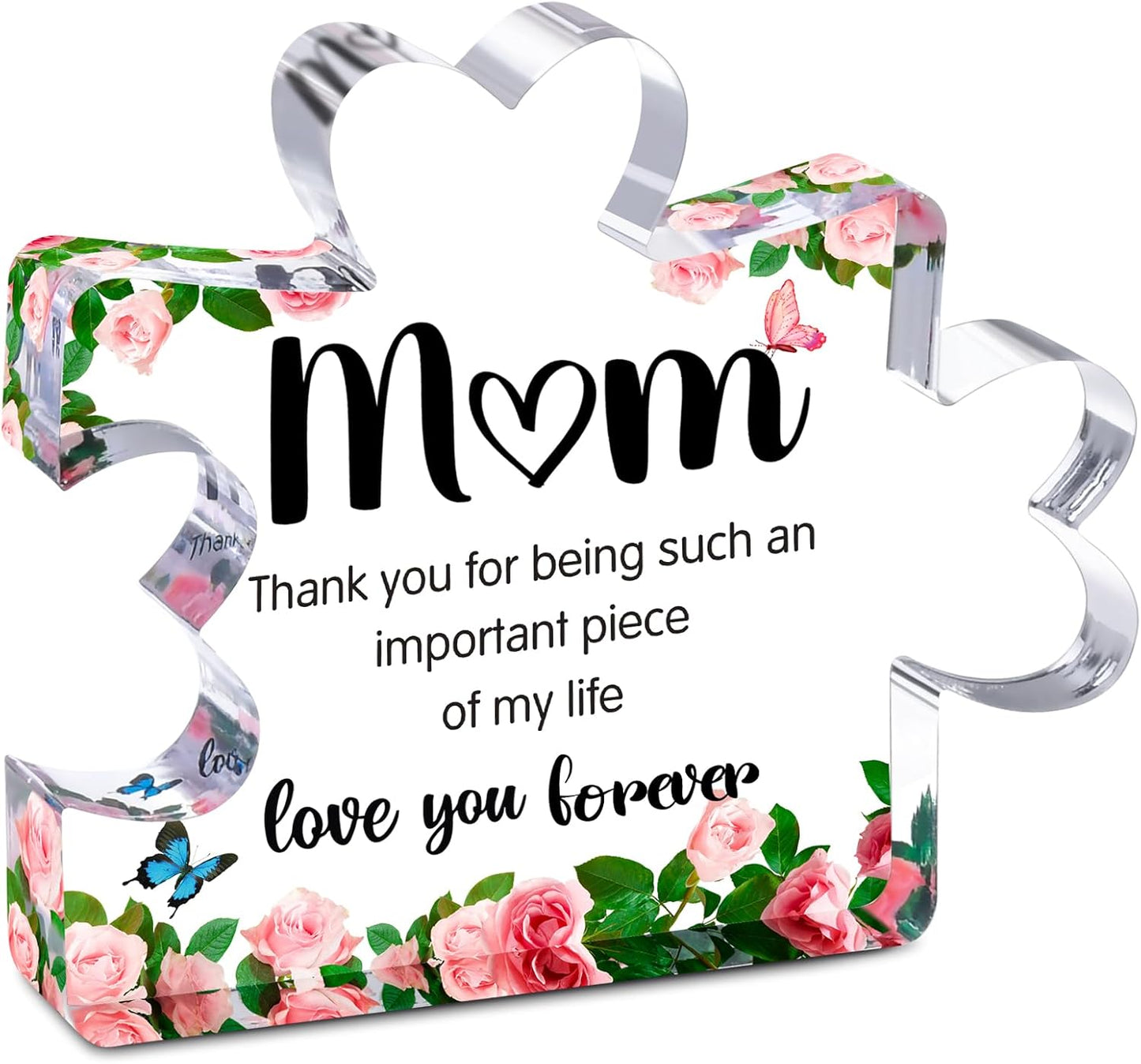 Personalized Acrylic Puzzle Piece Plaque for Mom – Mother’s Day Gifts for Mom, Grandma & Wife from Daughter, Son & Husband | Engraved Desk Decor for Birthday, Anniversary & Christmas