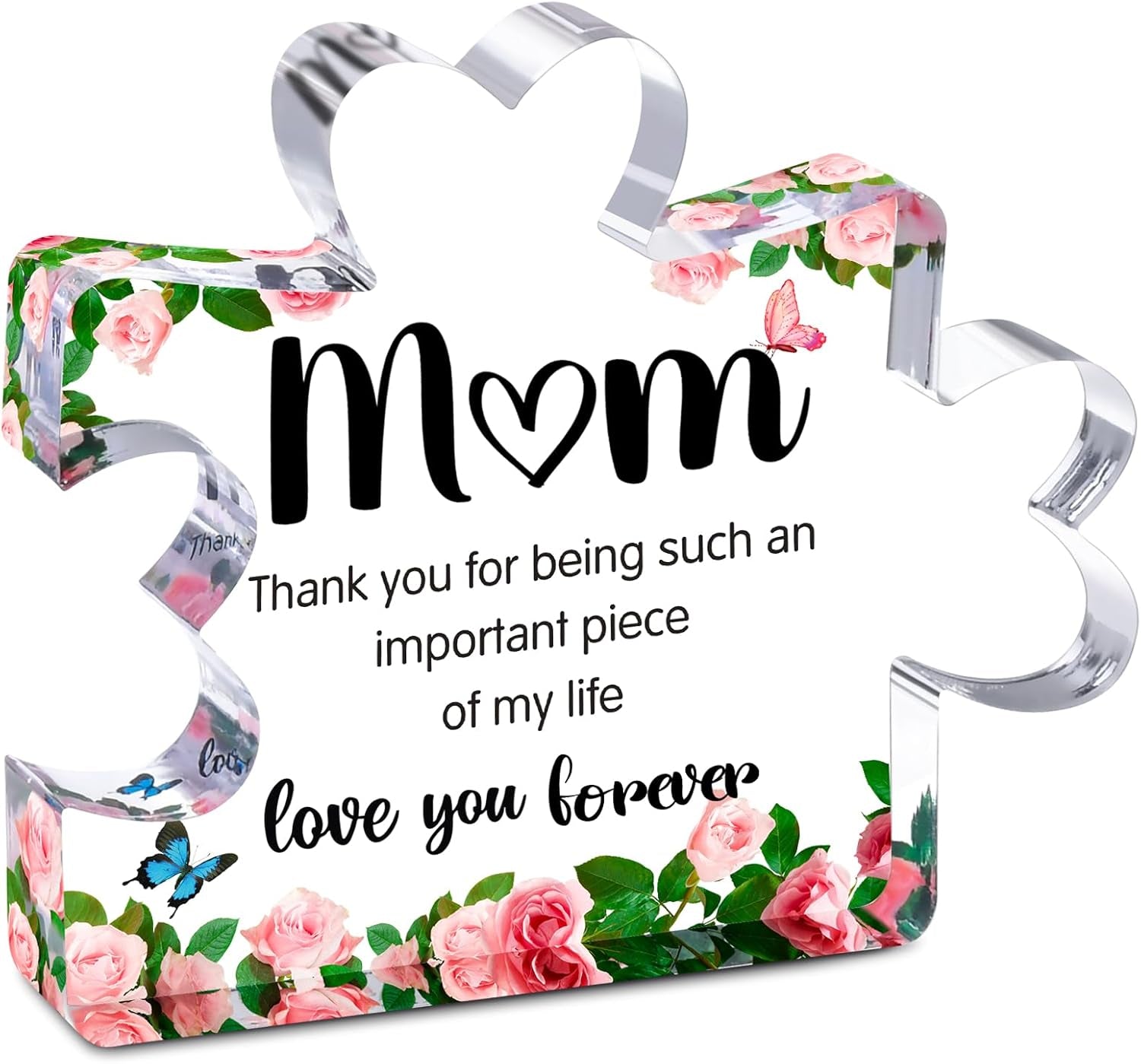 Personalized Acrylic Puzzle Piece Plaque for Mom – Mother’s Day Gifts for Mom, Grandma & Wife from Daughter, Son & Husband | Engraved Desk Decor for Birthday, Anniversary & Christmas