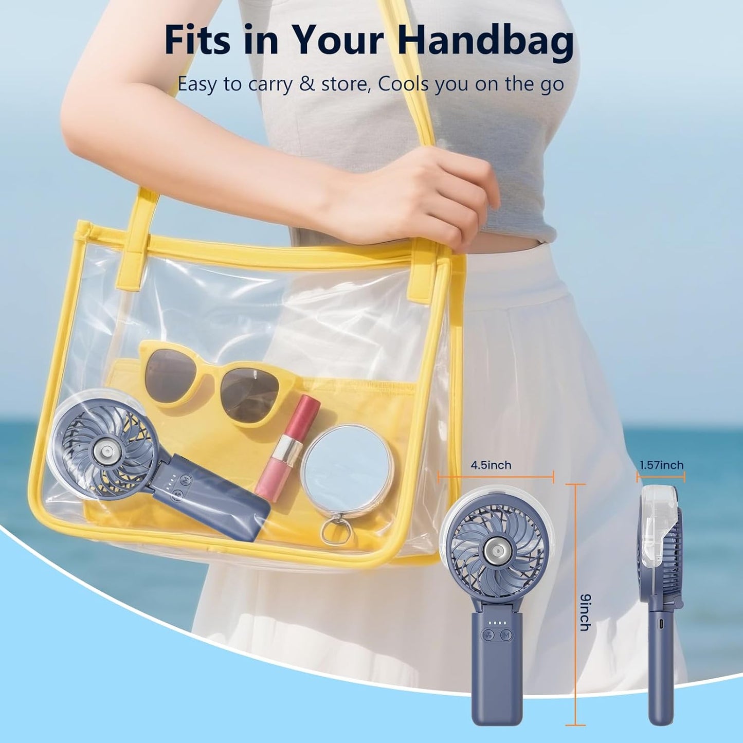 5200mAh Handheld Misting Fan – Portable Rechargeable Cooling Fan with Water Mist Spray
