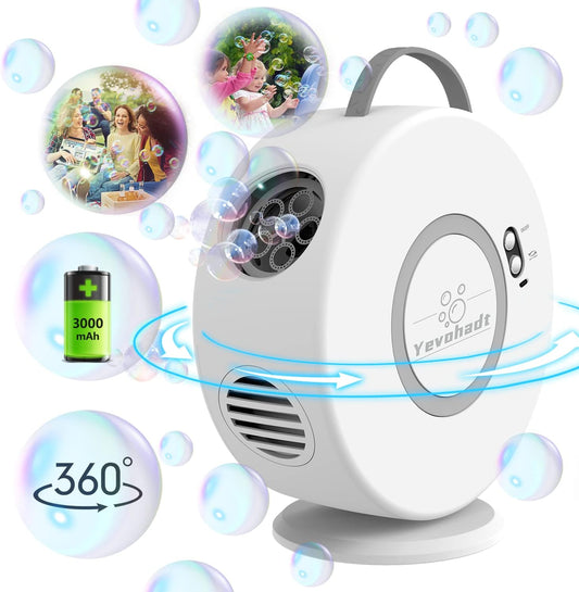 Rechargeable Bubble Machine for Kids & Toddlers – 90°/360° Rotatable Electric Bubble Blower, Easter Gifts & Outdoor Party Bubble Maker Toy for Boys & Girls Ages 3–8