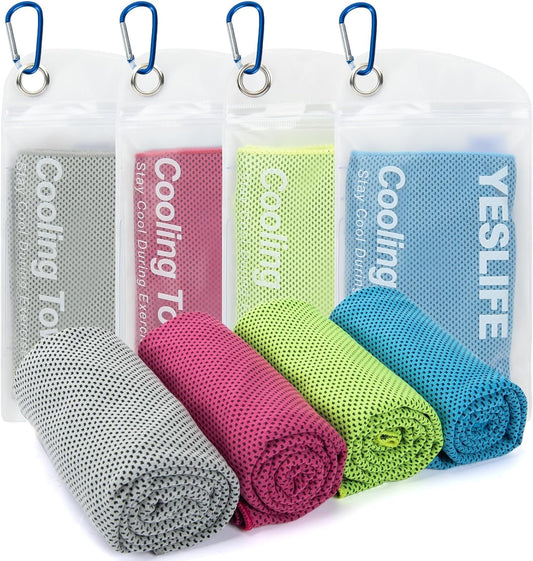 4-Pack Cooling Towels (40" x 12") – Instant Cooling Microfiber Towels