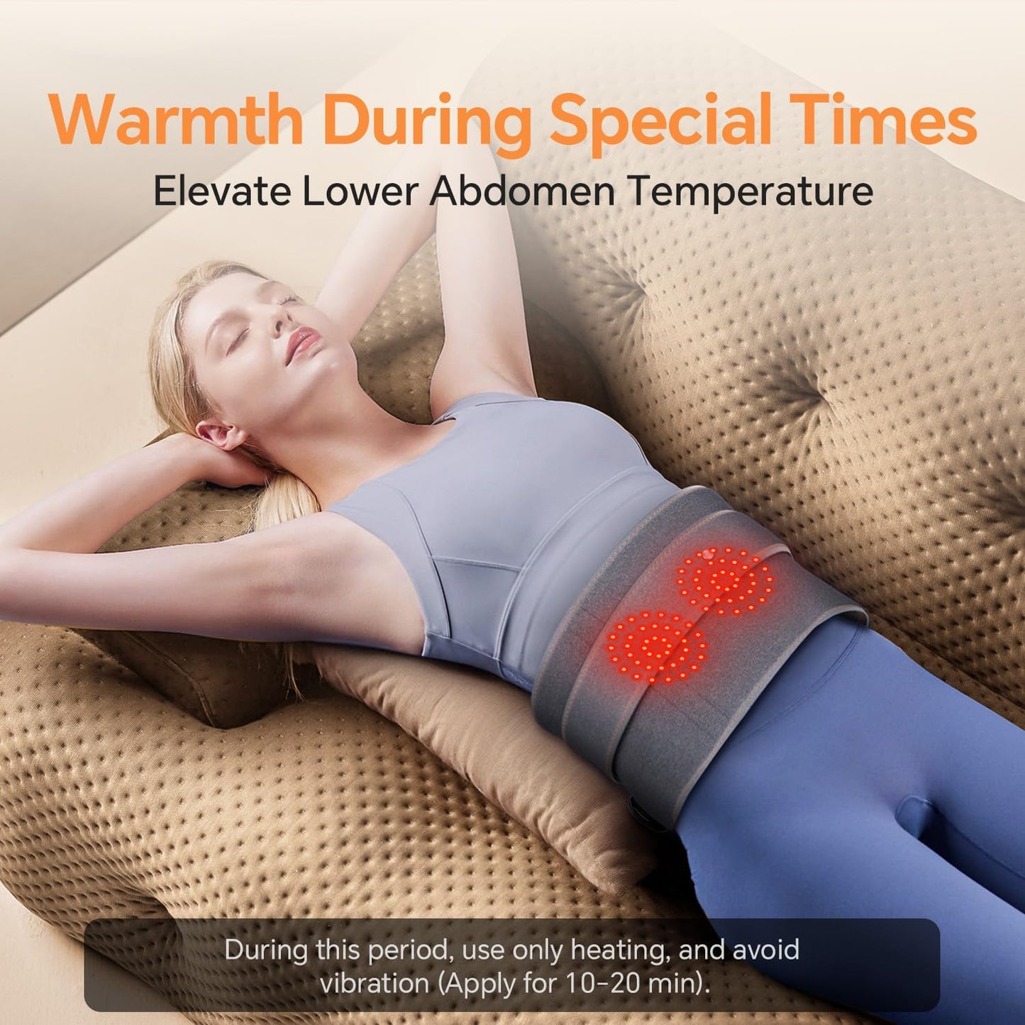 Cordless Heating Pad for Back & Waist – Rechargeable Heating Belt with Heat & Vibration
