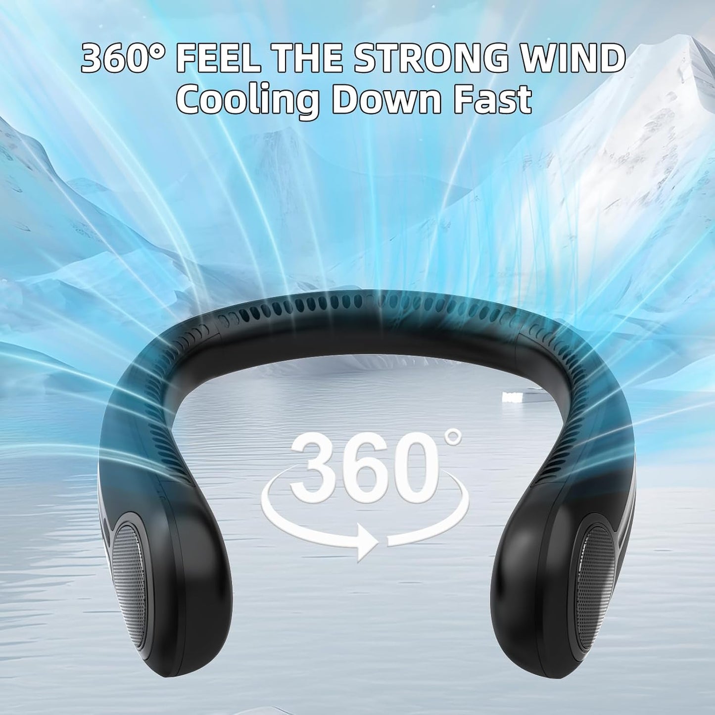 Portable Neck Fan, Personal Wearable Bladeless Fan, 6000Mah USB Rechargeable, 360° Cooling, LED Display, 4-Speeds, Hands Free Fan for Outdoor Indoor, Birthday Gifts for Men Women Dad Mom (Black)