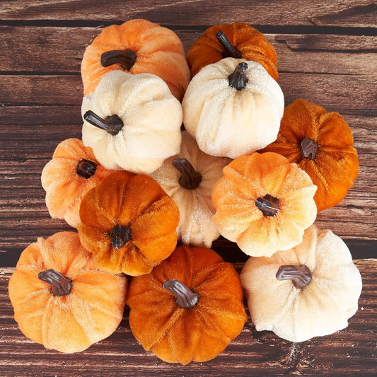 12-Piece Velvet Pumpkin Decor Set