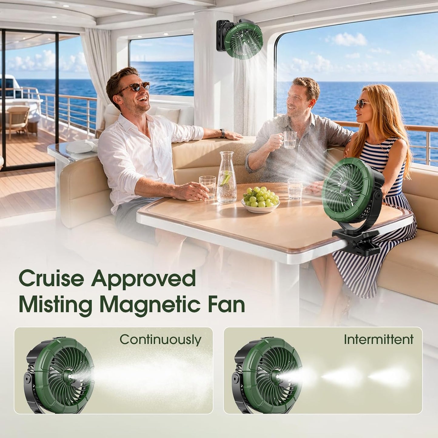 Misting Magnetic Fan – Rechargeable Portable Clip-On Fan with Cooling Mist