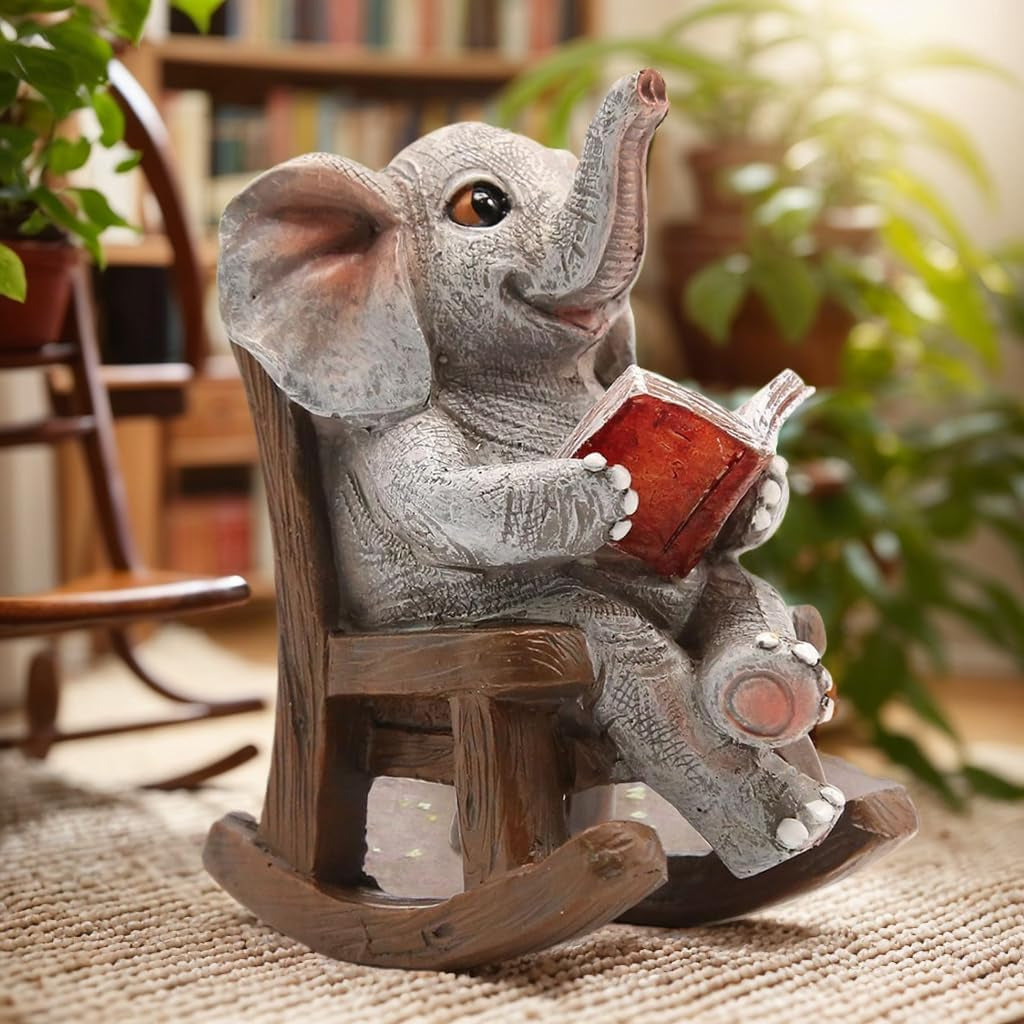 Solar Lighted Elephant Garden Statue – Lucky Miniature Outdoor Decor for Patio & Yard, Unique Elephant Gift for Women, Mom