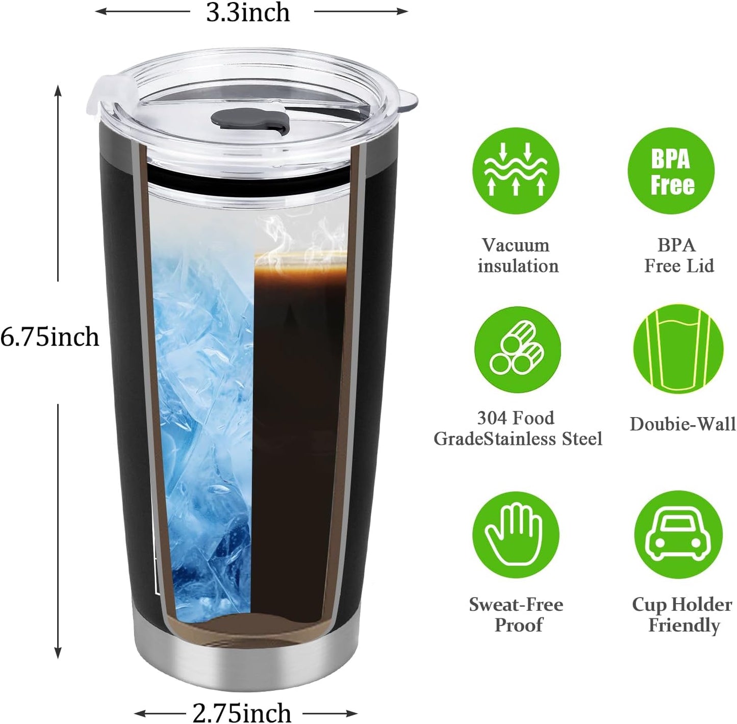 Father’s Day Gift for Dad – 20 oz Stainless Steel Tumbler with Lid & Straw, Leakproof Insulated Travel Mug for Work, Camping, Gym & Office