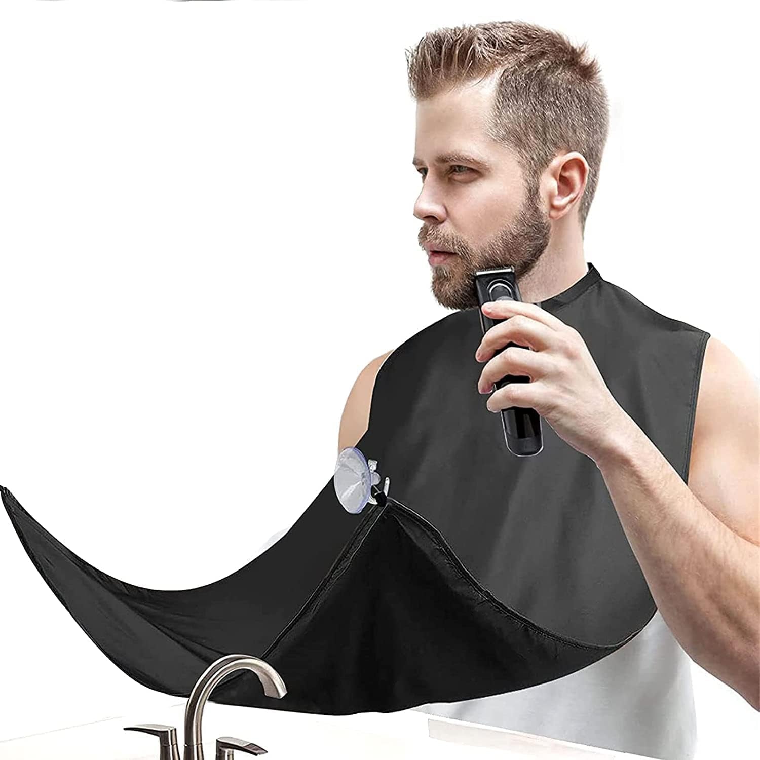 Beard Bib Apron for Men – Beard Trimming Catcher with Suction Cups, Waterproof Shaving Cape for Mess-Free Grooming