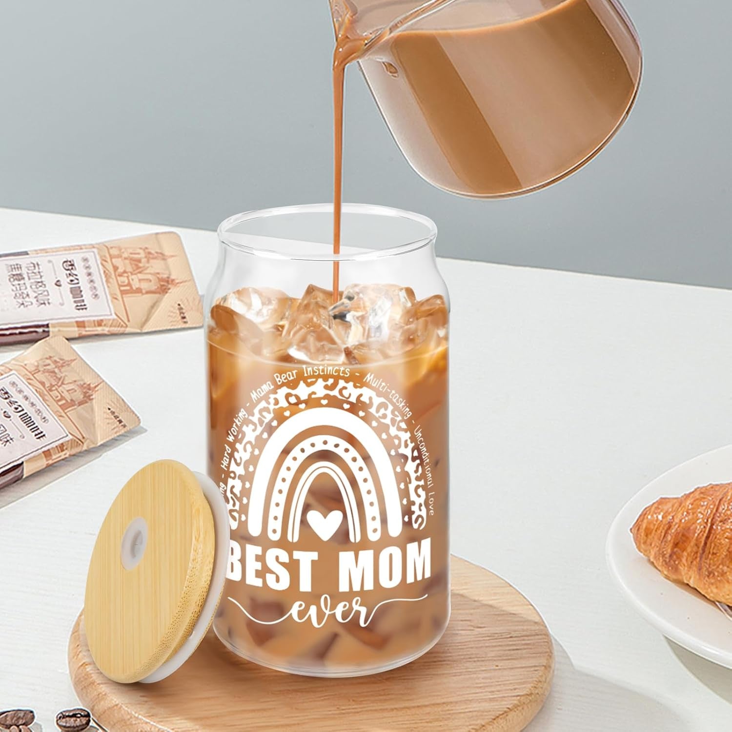 16oz Personalized Can Glass Cup for Mom – Mother’s Day Gifts from Daughter & Son | Cute Gift for Mama, Stepmom, Mother-in-Law & Wife | Birthday, Anniversary & Bonus Mom Present