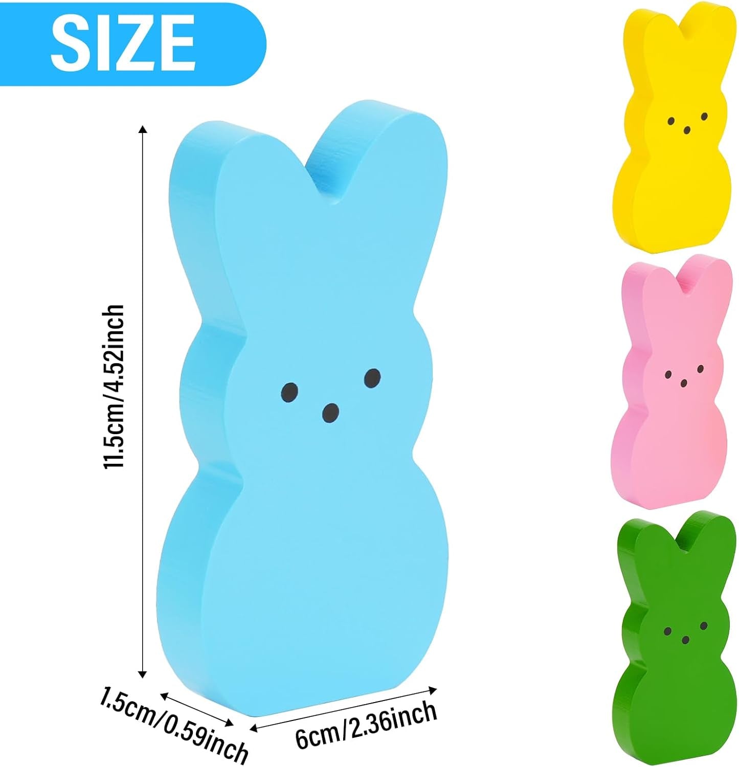 Wooden Easter Bunny Decor Set – 4PCS Spring Rabbit Table Signs for Tiered Tray & Farmhouse Mantel Decor
