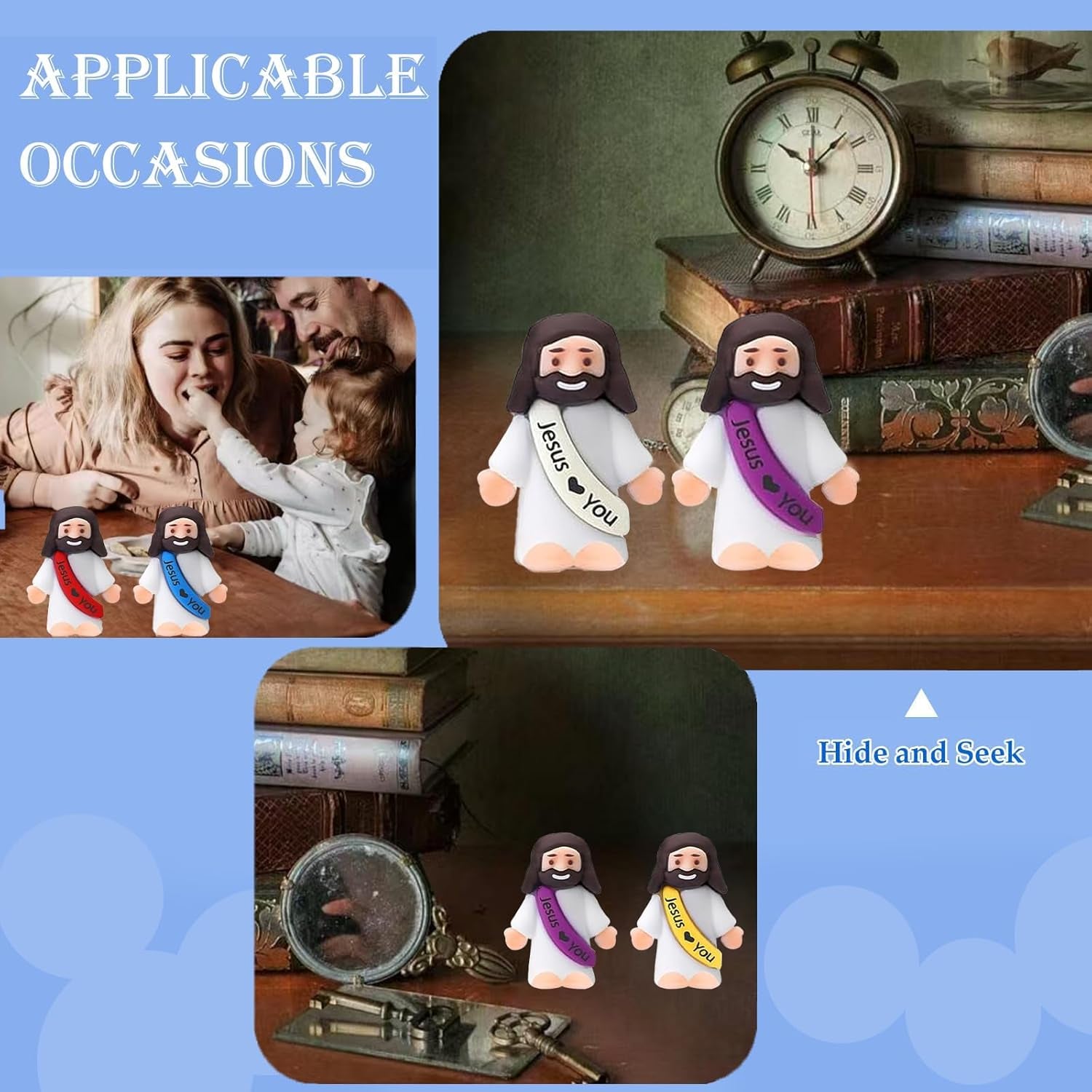 Mini Jesus Figurines Bulk – Multicolor Little Jesus Figures for Easter Egg Stuffers, Religious Hide and Seek Toys, Christian Party Favors