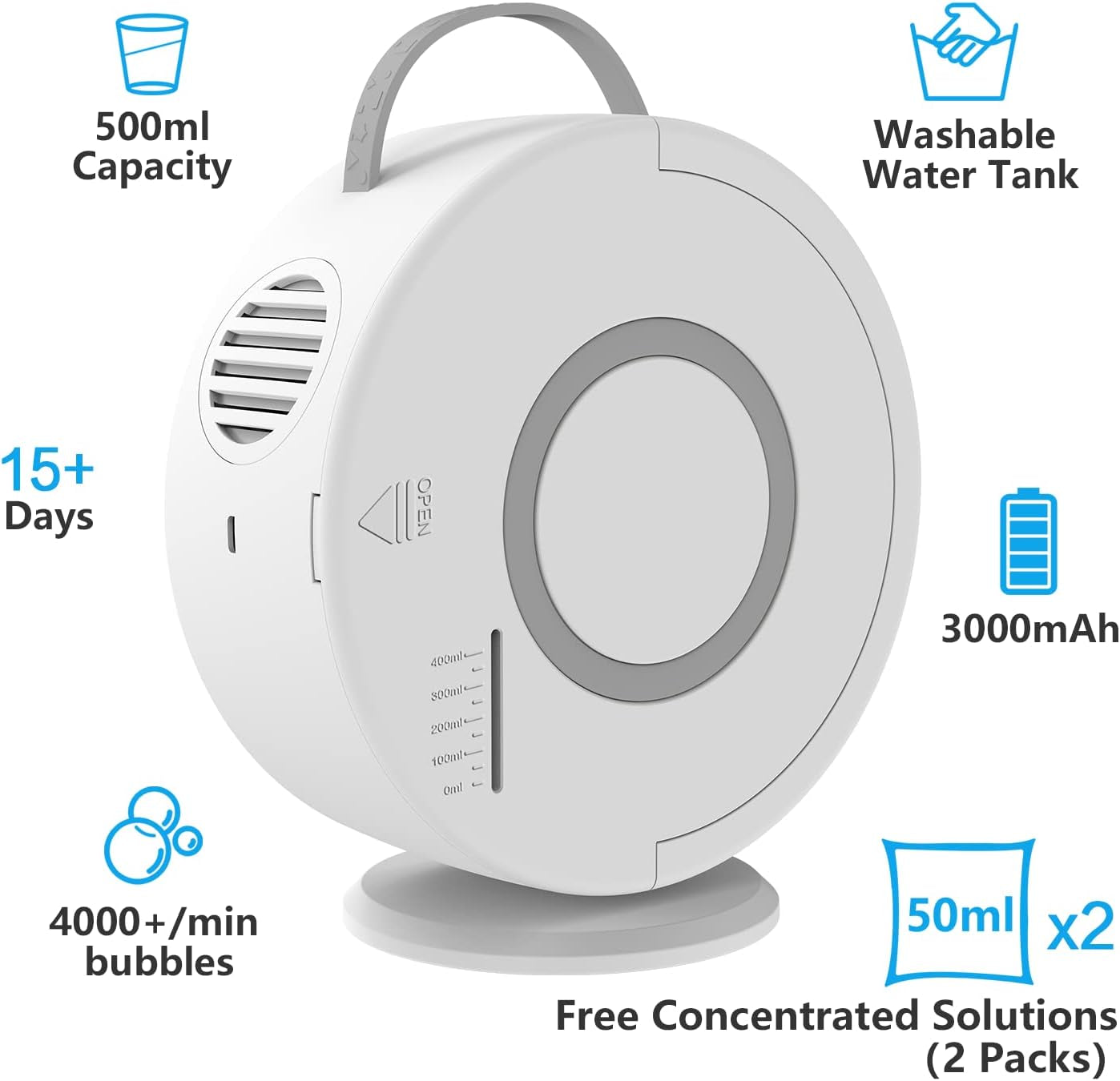 Rechargeable Bubble Machine for Kids & Toddlers – 90°/360° Rotatable Electric Bubble Blower, Easter Gifts & Outdoor Party Bubble Maker Toy for Boys & Girls Ages 3–8