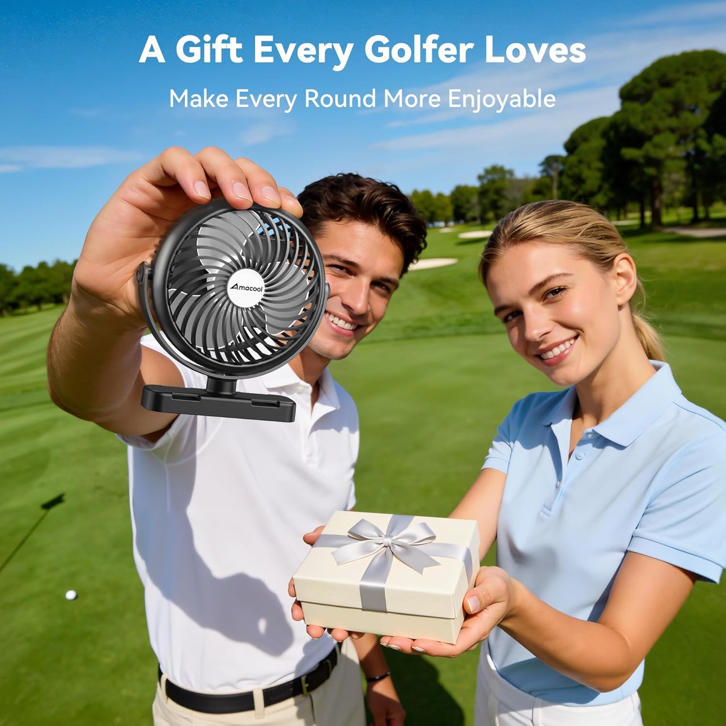 Magnetic Golf Cart Fan – 5000mAh Rechargeable Portable Cooling Fan with Strong Magnet Mount, Compact Travel Fan for Golf Cart, BBQ, Work and Outdoor Use