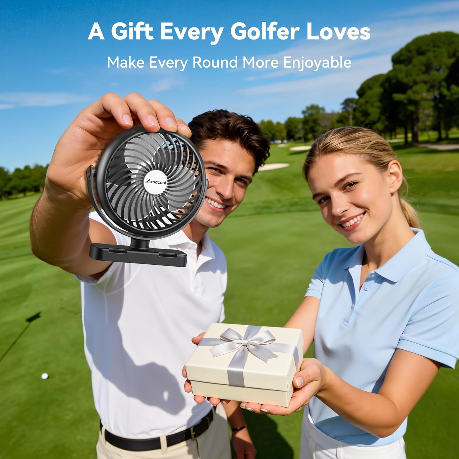 Magnetic Golf Cart Fan – 5000mAh Rechargeable Portable Cooling Fan with Strong Magnet Mount, Compact Travel Fan for Golf Cart, BBQ, Work and Outdoor Use