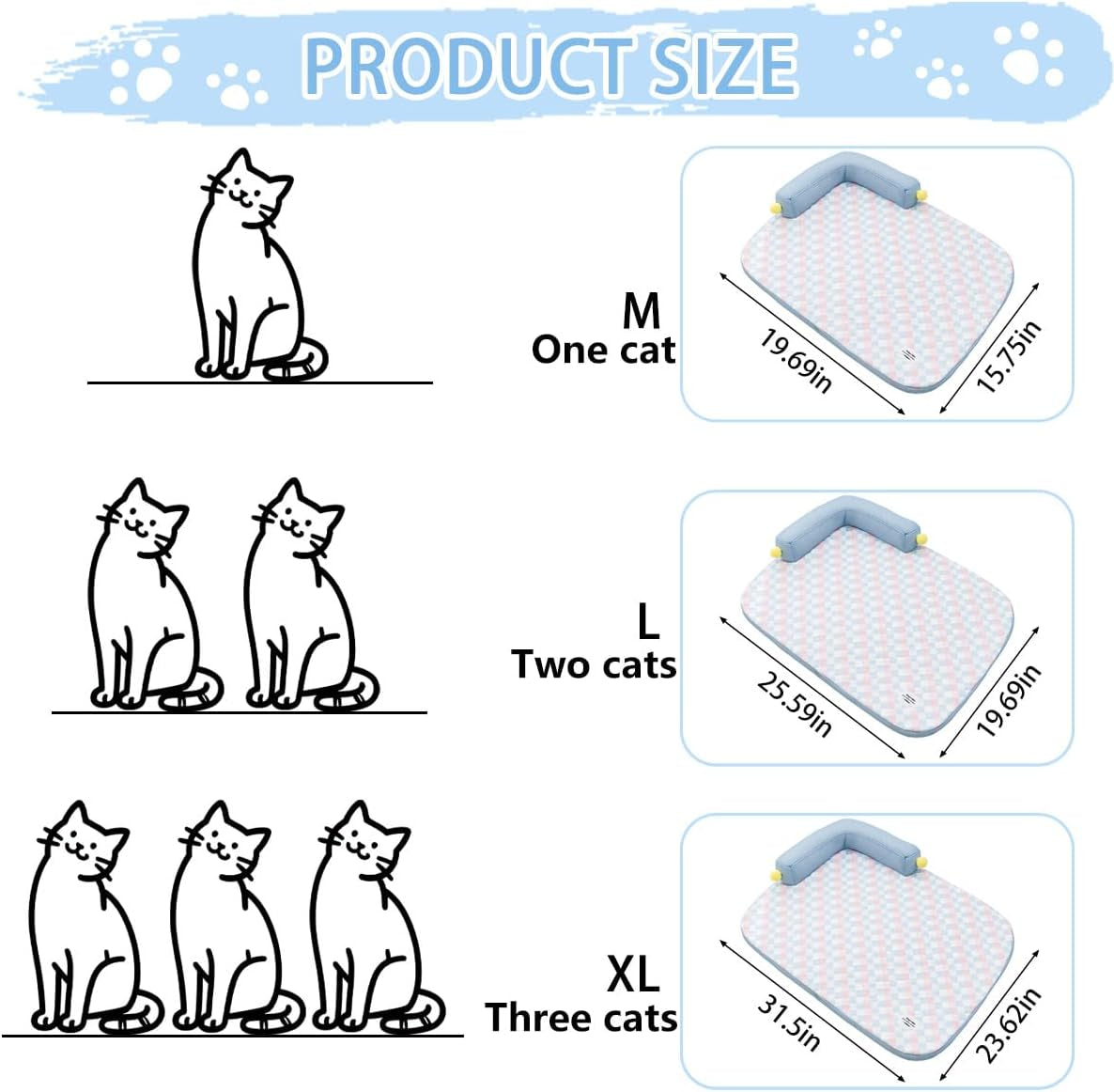 All-Season Cooling Cat Bed – Ice Fabric Pet Bed with Cushioned Pillow